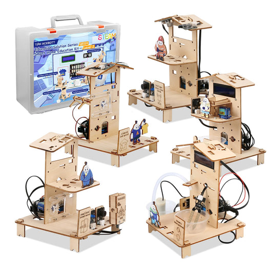 5-in-1 ESP32 STEM Kits for Kids Age 8-12, Wooden 3D Puzzle Toys Smart Home School Educational Science Building Kit for Students, Engineering Model Kits Birthday Gift Craft for Teen Boys Girls