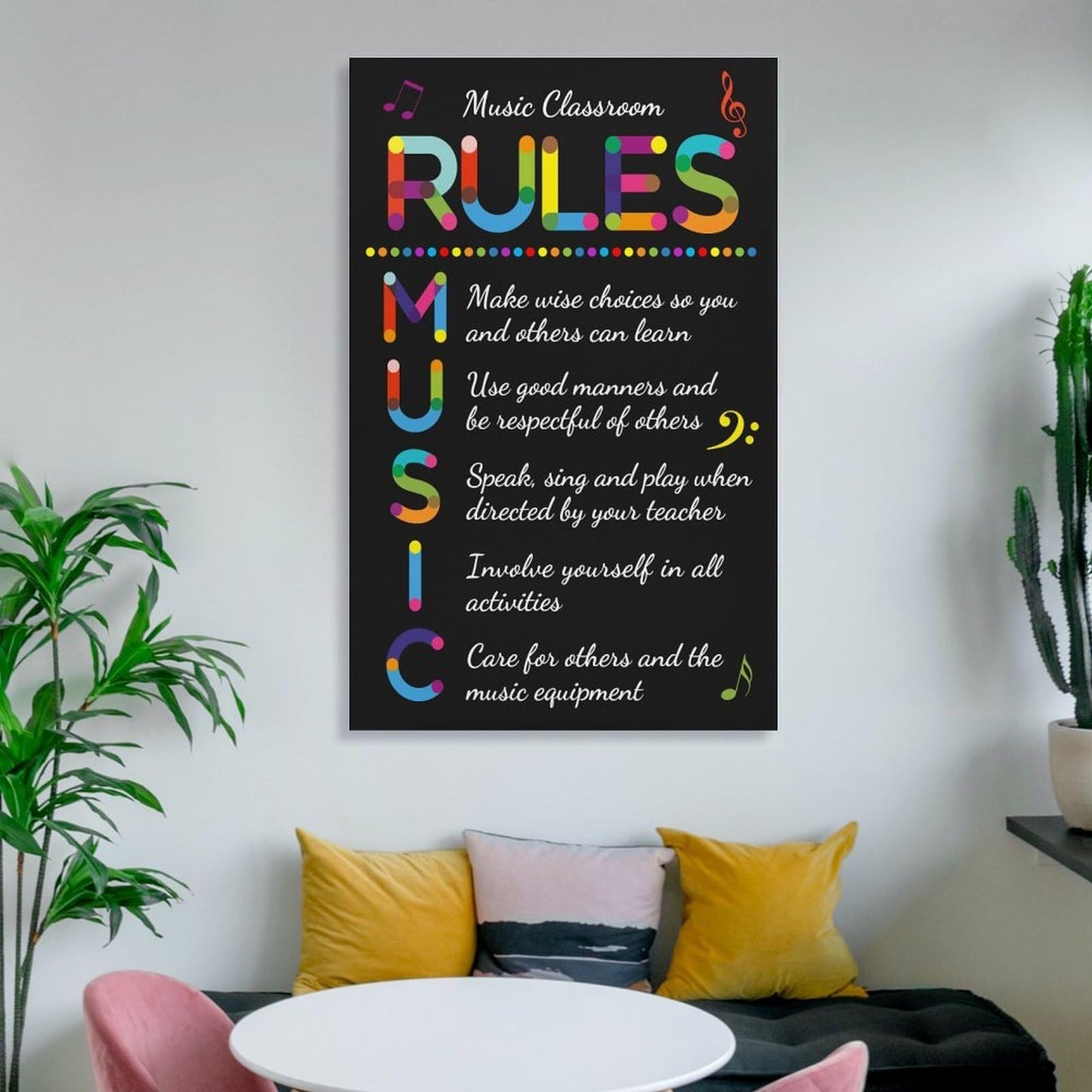 LINWDSB Music Classroom Rules Posters Musical Education Decor Primary School Middle And High Decorations Or Homeschool Unframe style-3 16x24inch(40x60cm)