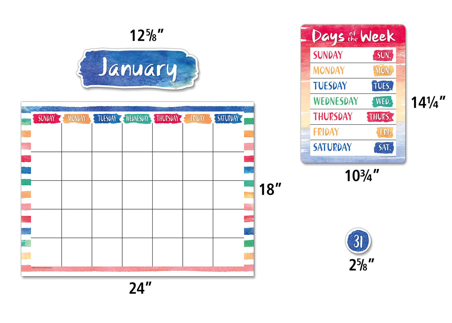 Teacher Created Resources Watercolor Calendar Bulletin Board - 8971 (Pack of 2)