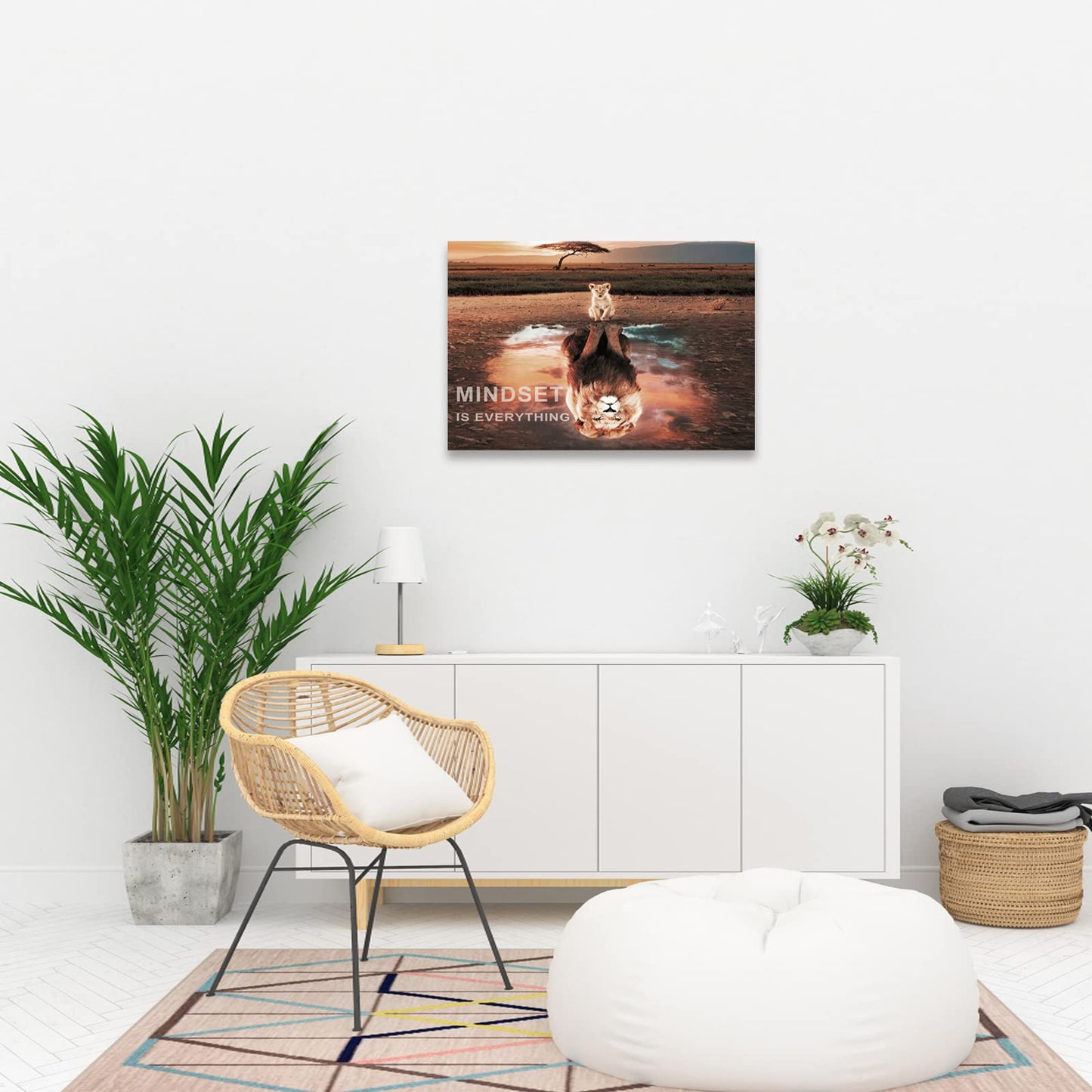 Mindset Is Everything Wall Art Lion Motivational Canvas Wall Art Posters Prints 1 Pieces Inspirational Quote Painting for Office Bedroom Decor (12" W x 18" H)