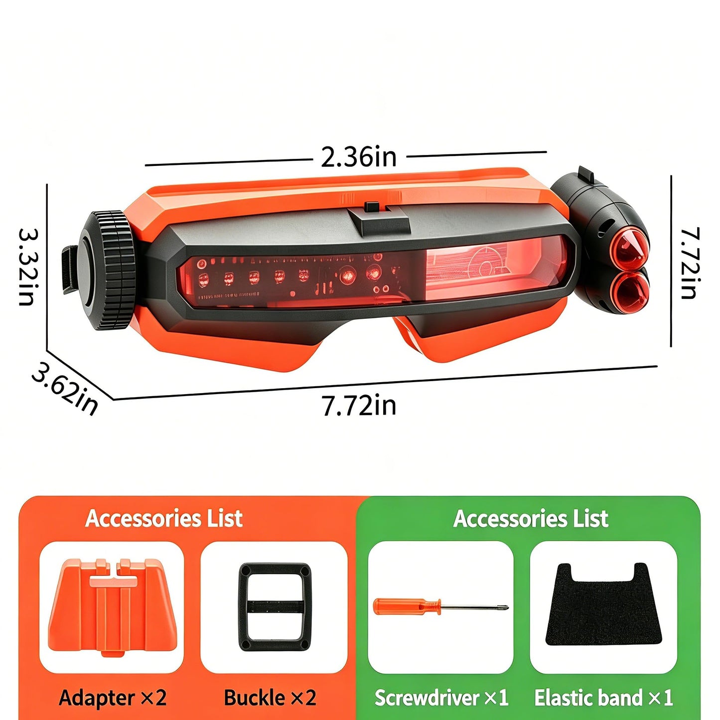 Laser Shoot Head-to-Head Combat Battle Eye Mask Laser Tag Game, LED Lights, 10M Range, for Ages 6+, 2 Pack (2, Green+Orange)