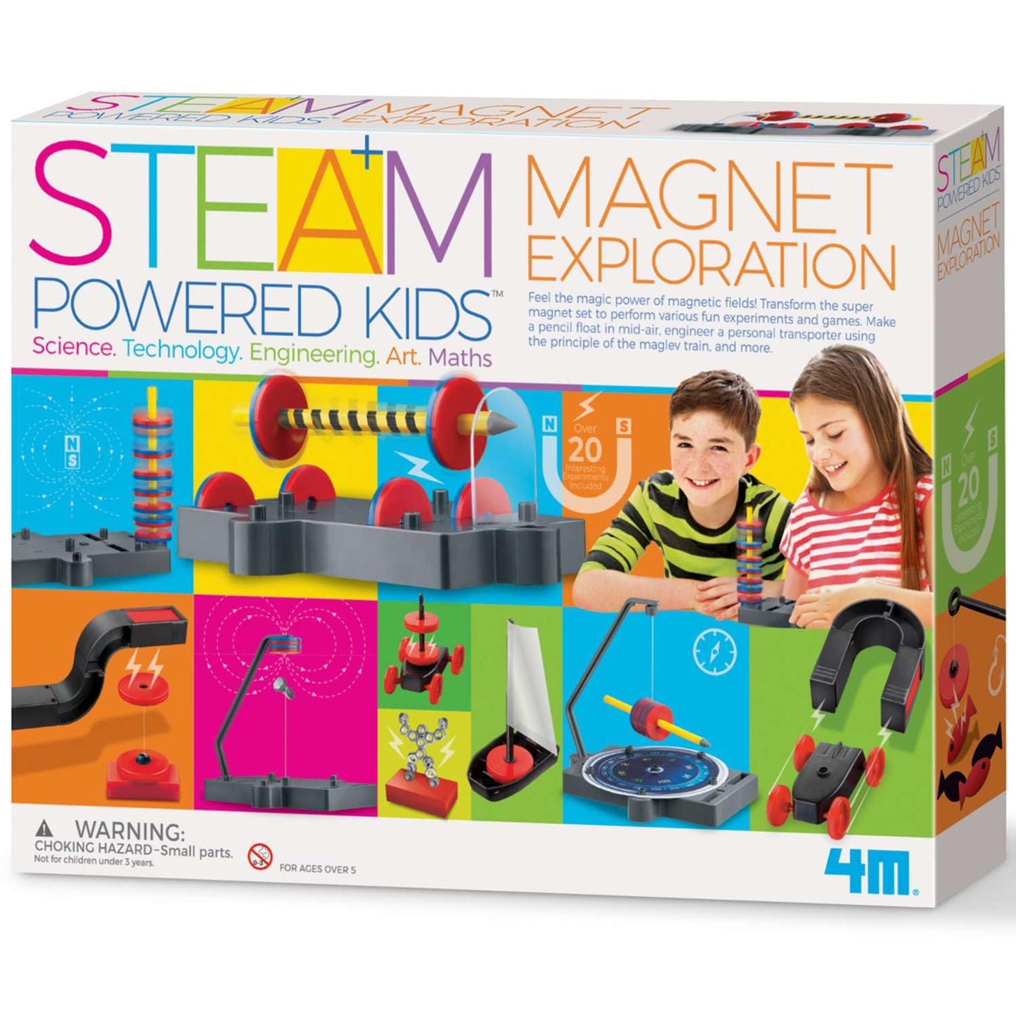 4M - STEAM Magnet Exploration - Hands-On Science Kit with Magnetic Toys Experiments for Kids Ages 5+ - Includes Magnet Toys Wand, U-Shaped Magnet, More - Educational STEM Toy GIF, Magnet Science Kit