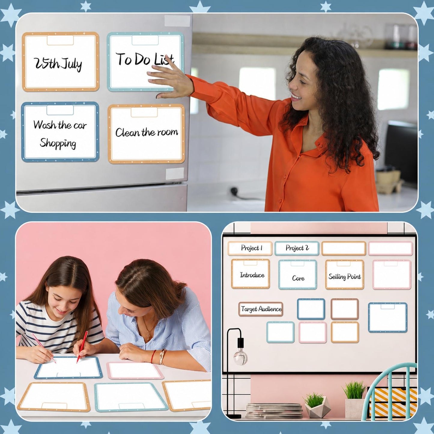 15 Pcs Magnetic Write Wipe Paper Organization Chart Boho Dry Erase Objectives Learning Magnets for Classroom Whiteboard Great for Classroom Goals Targets School Whiteboard Teaching Essential Supplies