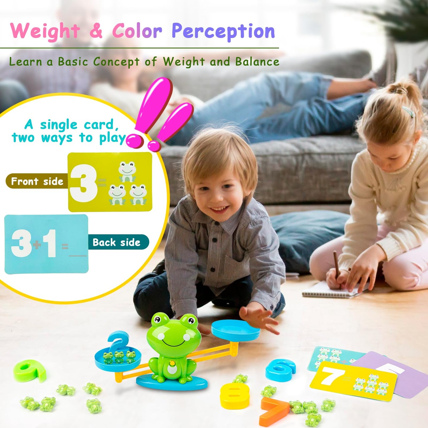 lonfypeng Frog Balance Counting Toys, Cool Math Learning Games for Boys and Girls, Educational Number Preschool Toy, Fun Children's Gift STEM Math Games for Kids Age 3+ (63 PCS)