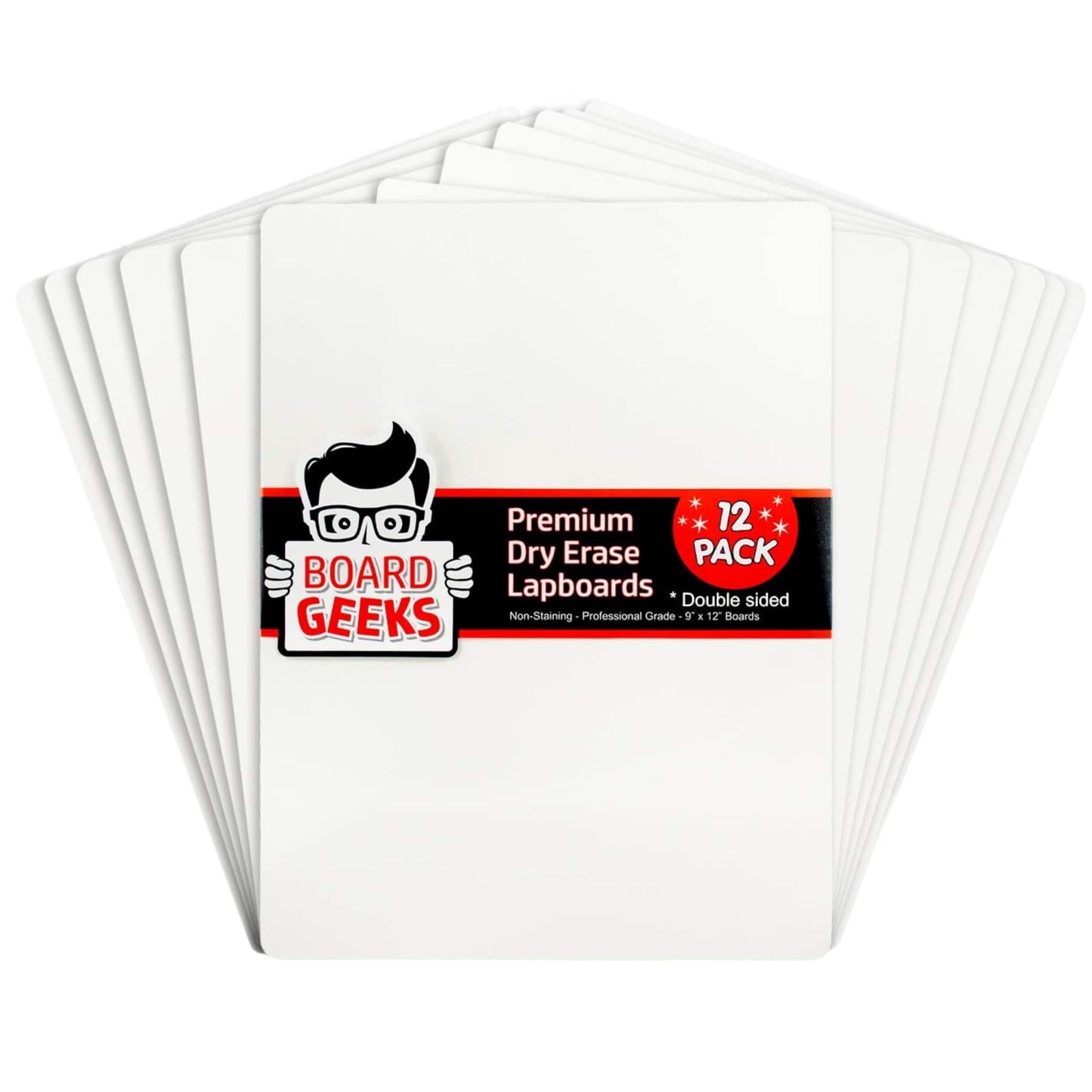 Board Geeks Bigtime 12 Pack 9x12 Classroom Whiteboards for Kids - Small Double-Sided White Board - White Boards Bulk Set, Classroom Essentials - Magnetic Dry Erase Boards for Students, Teacher