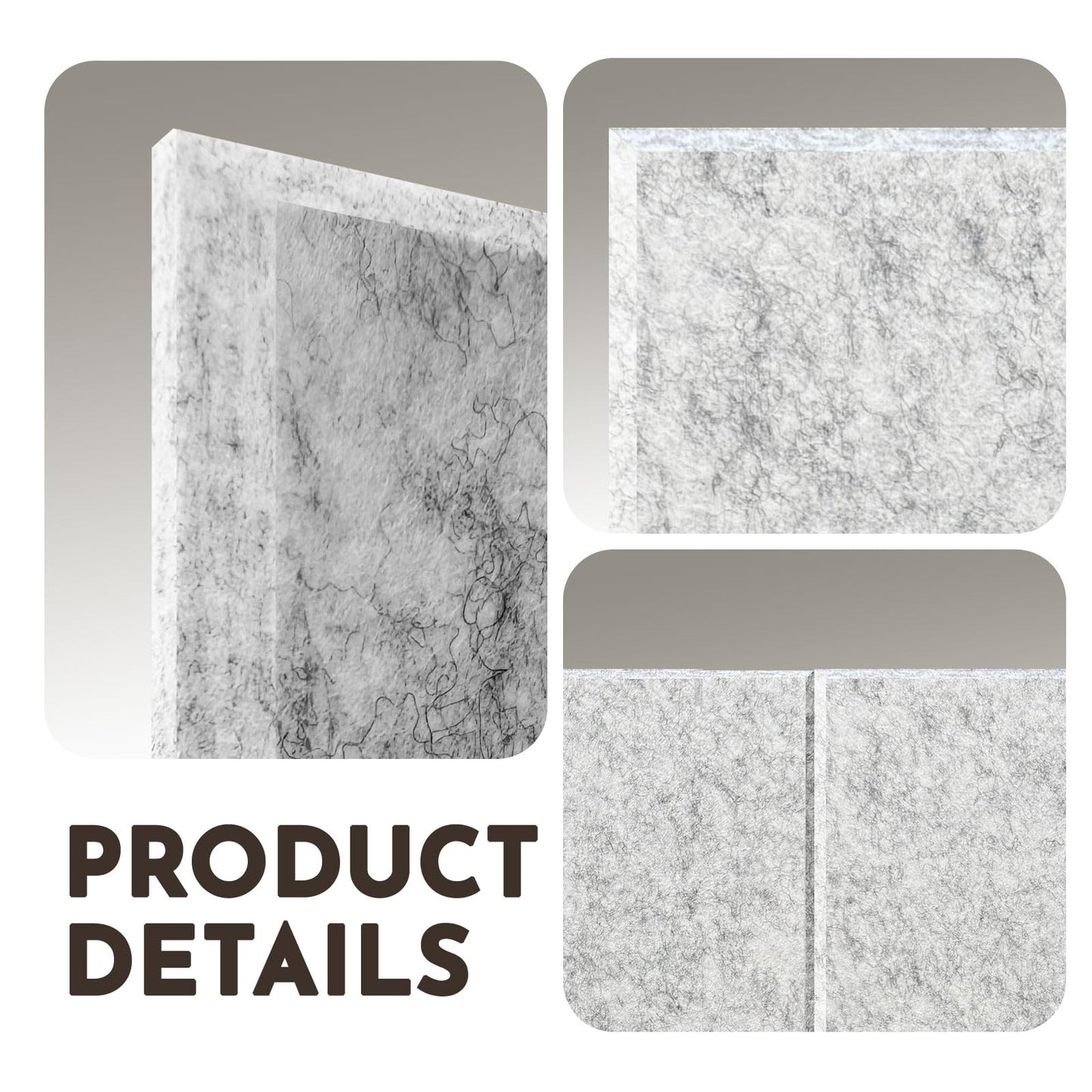 MISSDAY Light Grey Acoustic Wall Panel Large Felt Bulletin Board 48" x 36" Cork Board for Wall, 12-Pack Boards with 72 Adhesive Tabs, 50 Pins, Pin Board for Home Office Classroom Soundproof Wall Tile