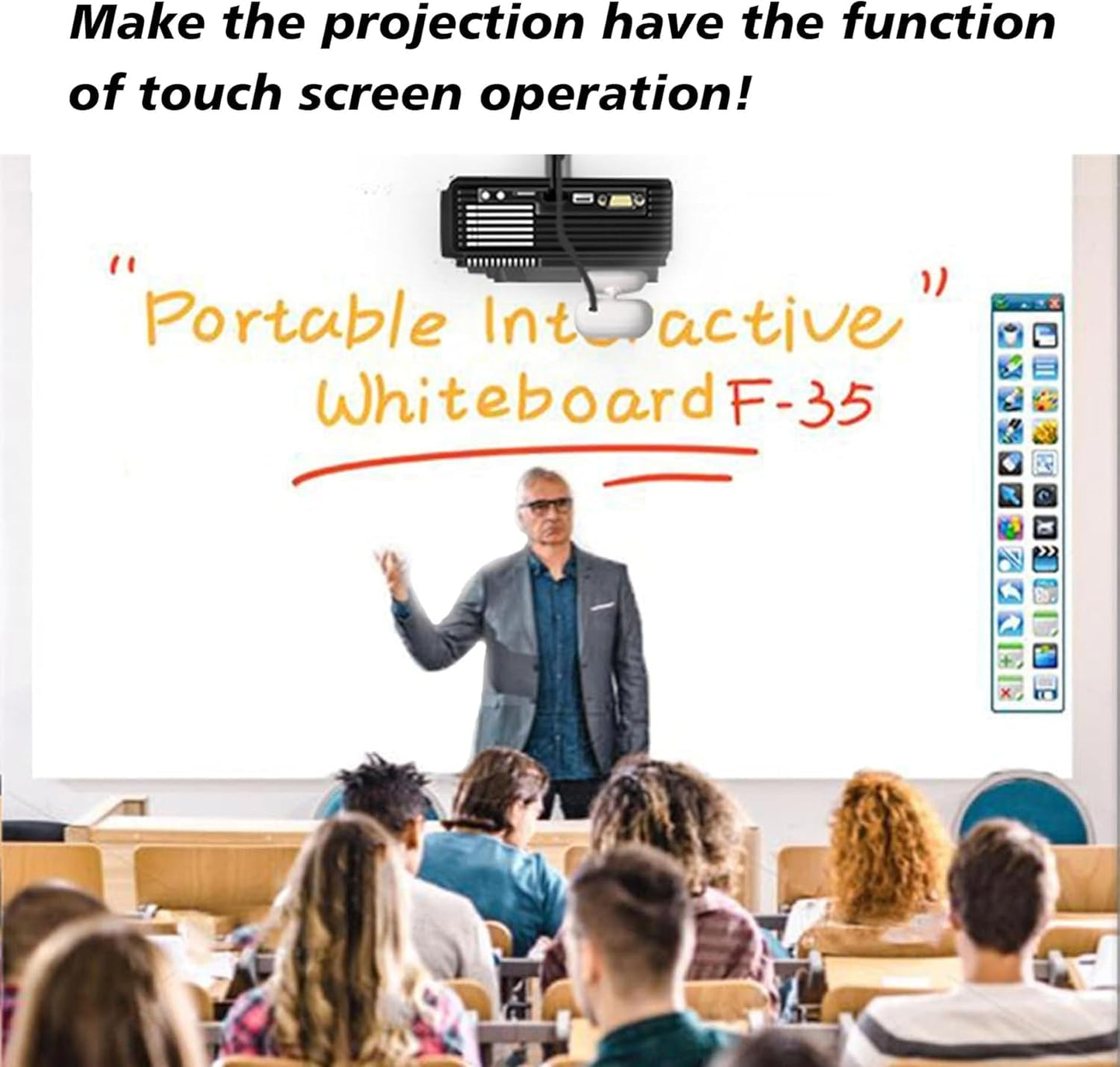 Portable Interactive Whiteboard - Smart Teaching Whiteboard, Long Focus Interactive Screen, Auto Calibration, Easy to Setup, Ideal for Home, Office, Classrooms, Conference Room, Presentation