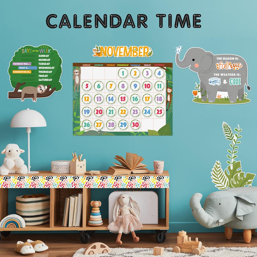 CTP Jungle Friends Calendar Set Bulletin Board Top Classroom Decorating Accents (Creative Teaching Press 10919)