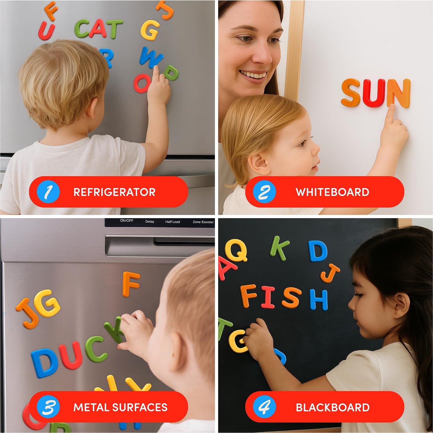 JoyCat Silicone Alphabet Magnetic Letters, 26 Uppercase ABC Fridge Magnets for Toddlers & Kids 3+, Preschool Learning Refrigerator Toy Set, Birthday Gifts for Boys Girls (Vibrant Color)