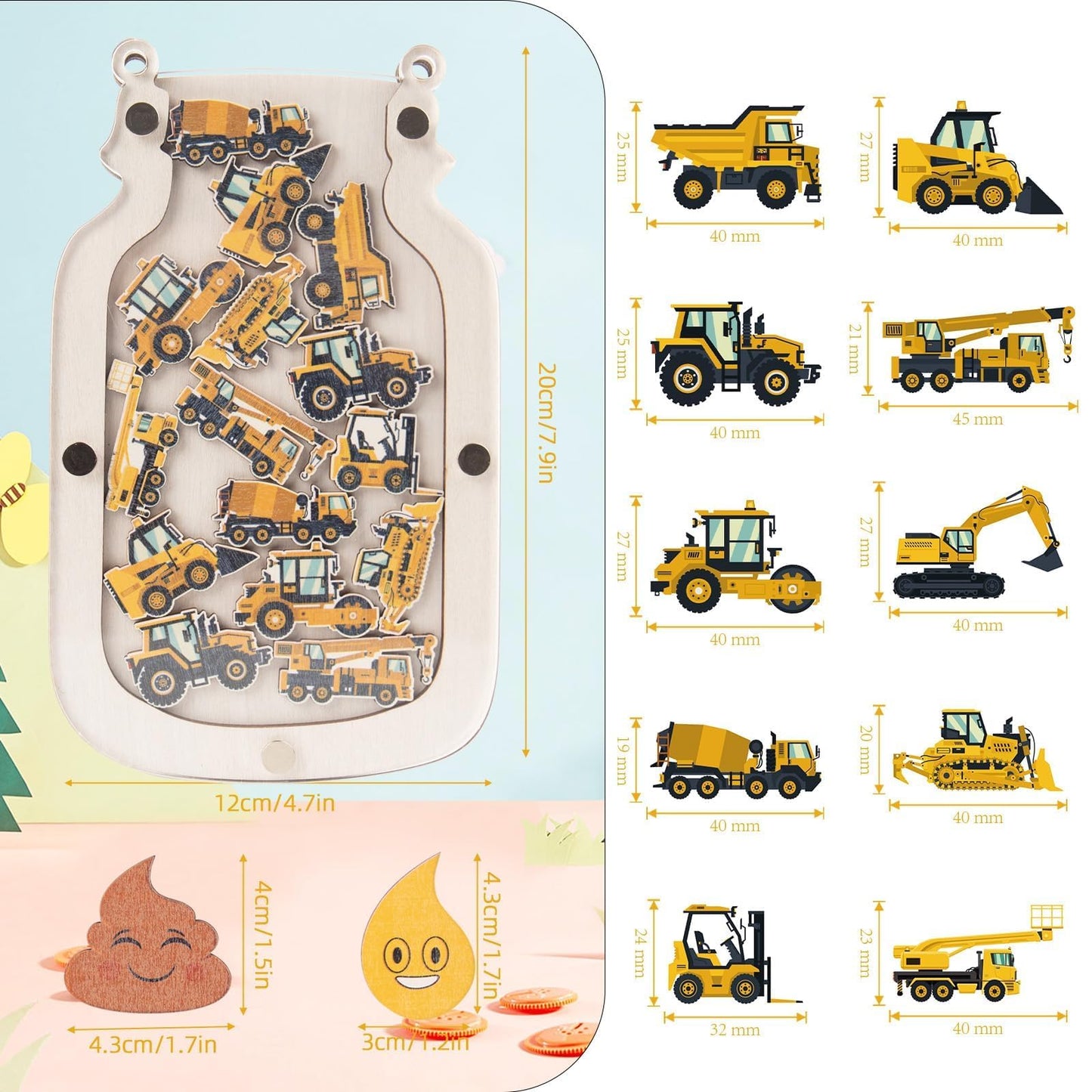 40 Pcs Reward Jars for Kids Classroom Reward Jar Toddlers Back to School Themed Construction Potty Training Rewards Toddler Incentive Behavior Responsibility Chart for School Boys Girls Supplies