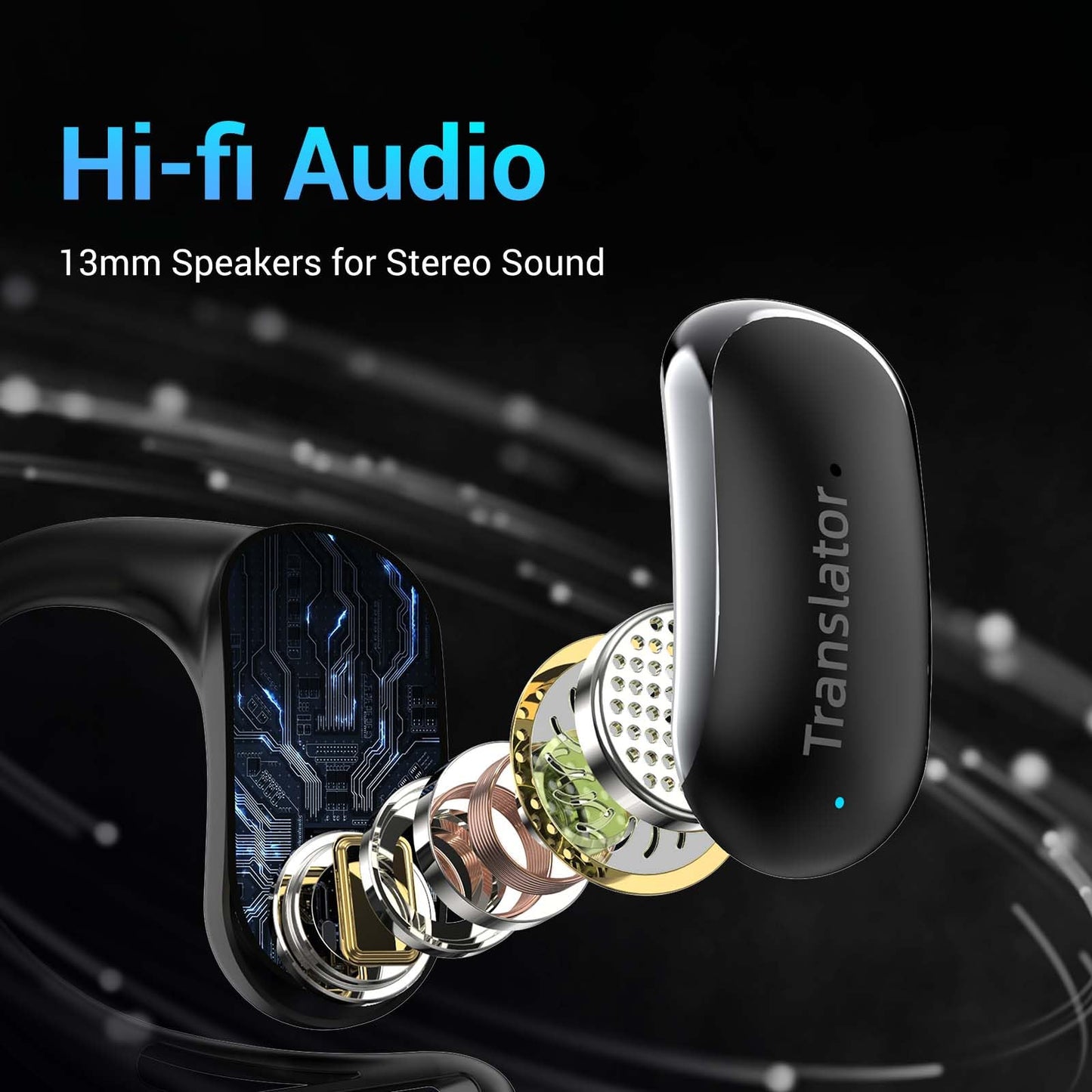 Wooask AI Translator Earbuds, 144 Language Translator Earbuds Open Ear Design 3-in-1 AI Translation Earbuds Real Time F56 Black (No Offline Package)