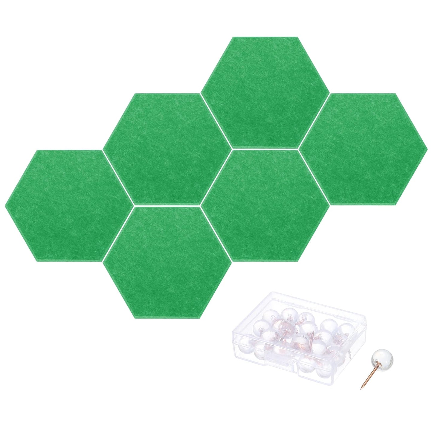 PATIKIL Felt Bulletin Board, 12"x10", 6 Packs Self Adhesive Hexagon Felt Tiles for Sound Proofing Wall Panels for Home Office Recording Studio,Game Room, Emerald Green