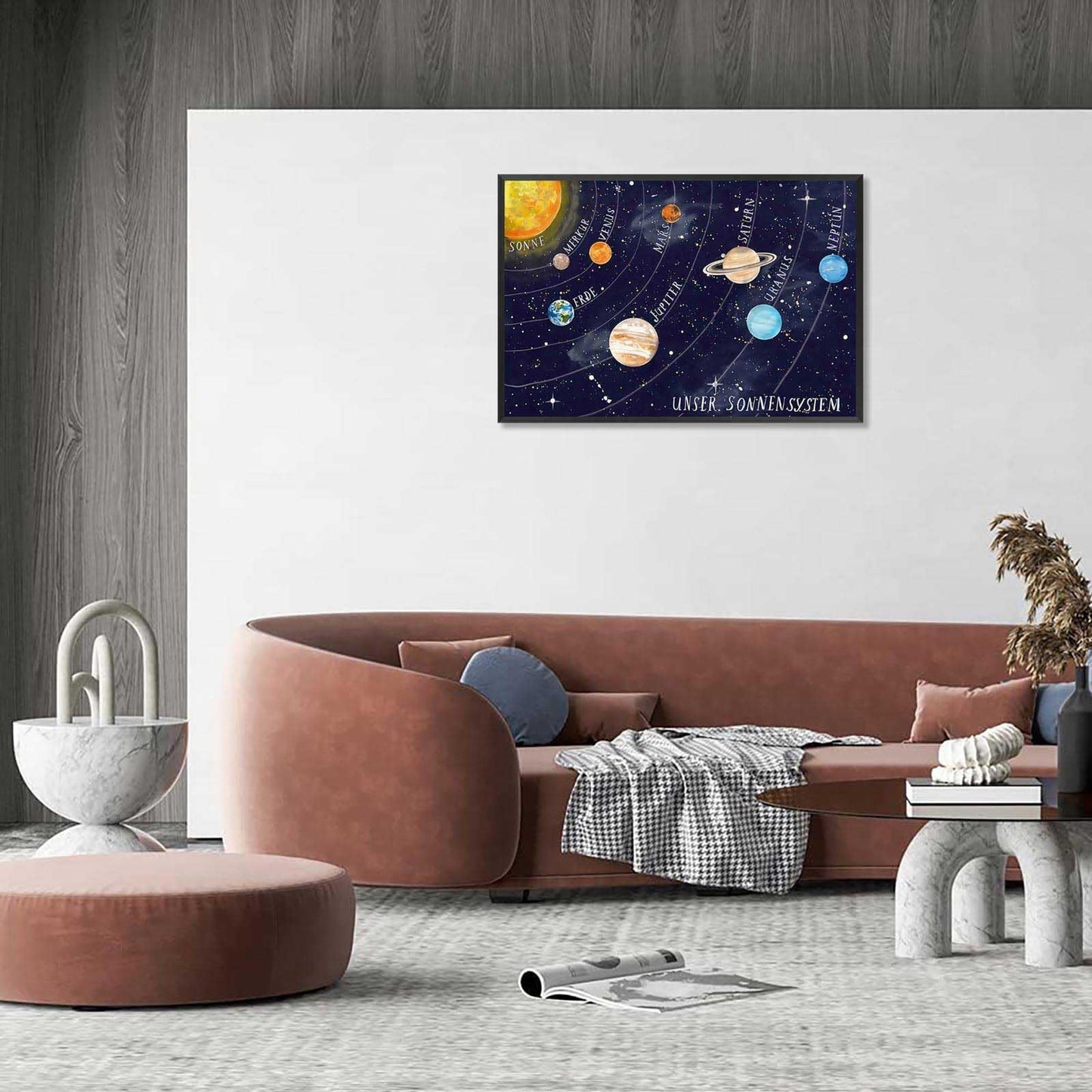 Solar System Educational Planet Poster Universe Infographic Star Life Cycle Astronomy Knowledge Suitable For Living Room Dormitory Bedroom Wall Decoration 16x24in Framed