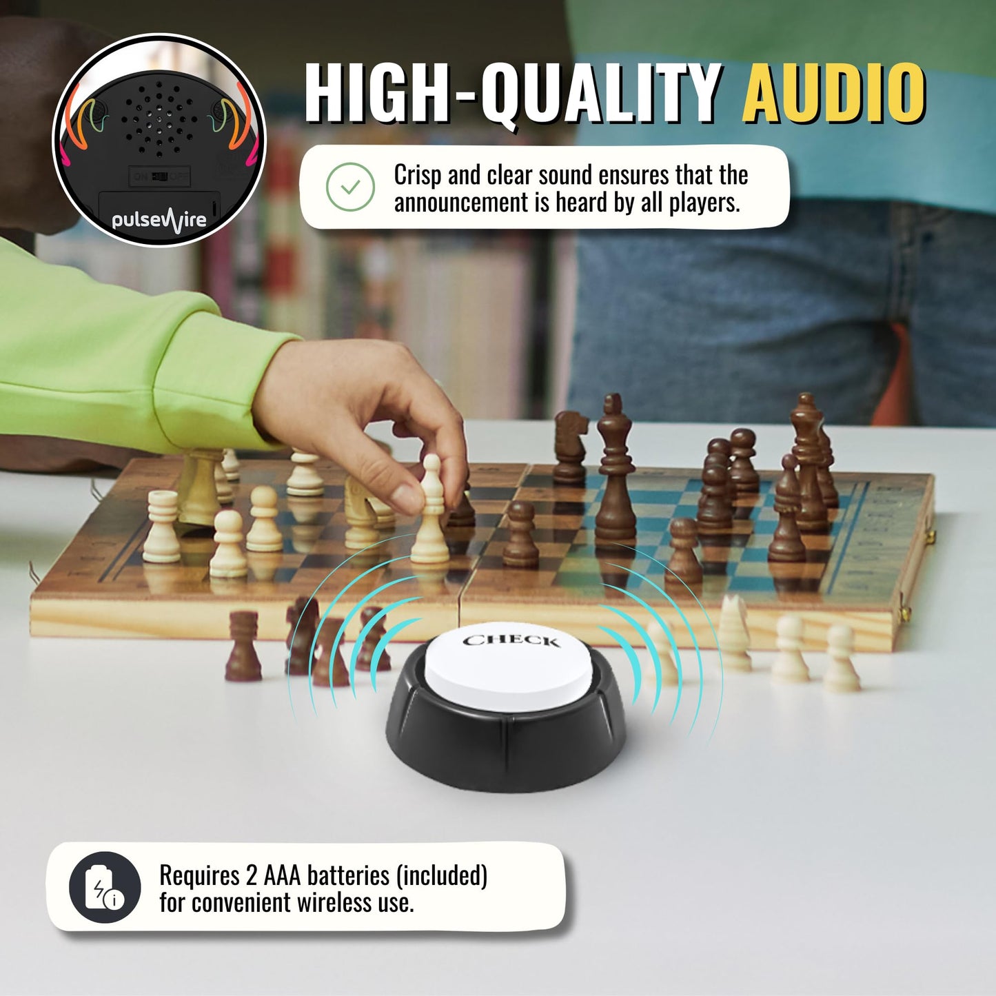PulseWire Check Button | Novelty Chess Sound Button