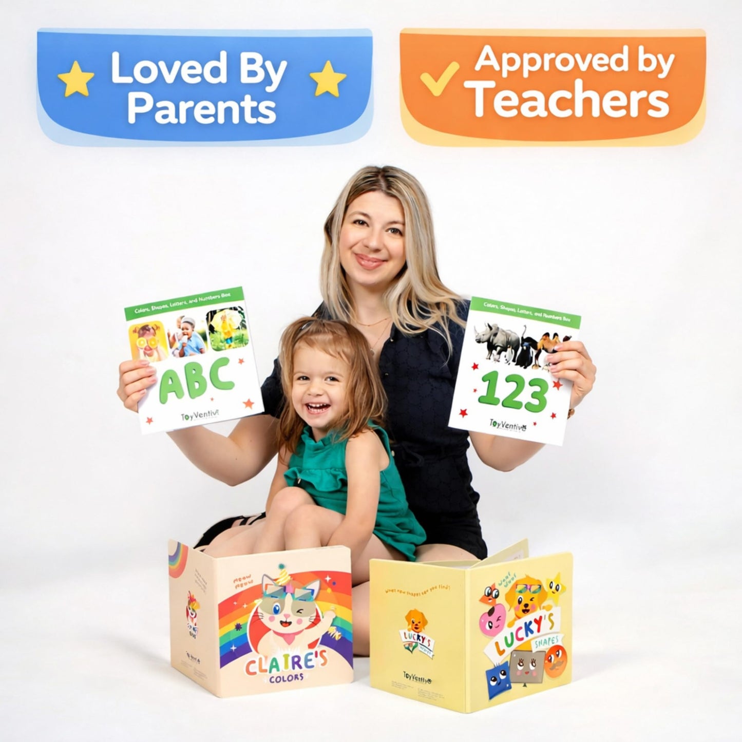 TOYVENTIVE Books, Toddler Flash Cards, and Puzzles – Educational Toys and Birthday Gifts for 1, 2, 3 Year Old Girl, Preschool Learning Activities and Games, Colors, Shapes, Letters, Numbers