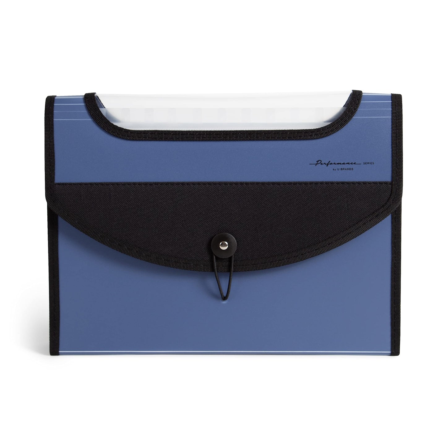 U Brands Expandable Blue 13-Pocket Performance Poly File Folder, Office Supplies, with Clear View Top