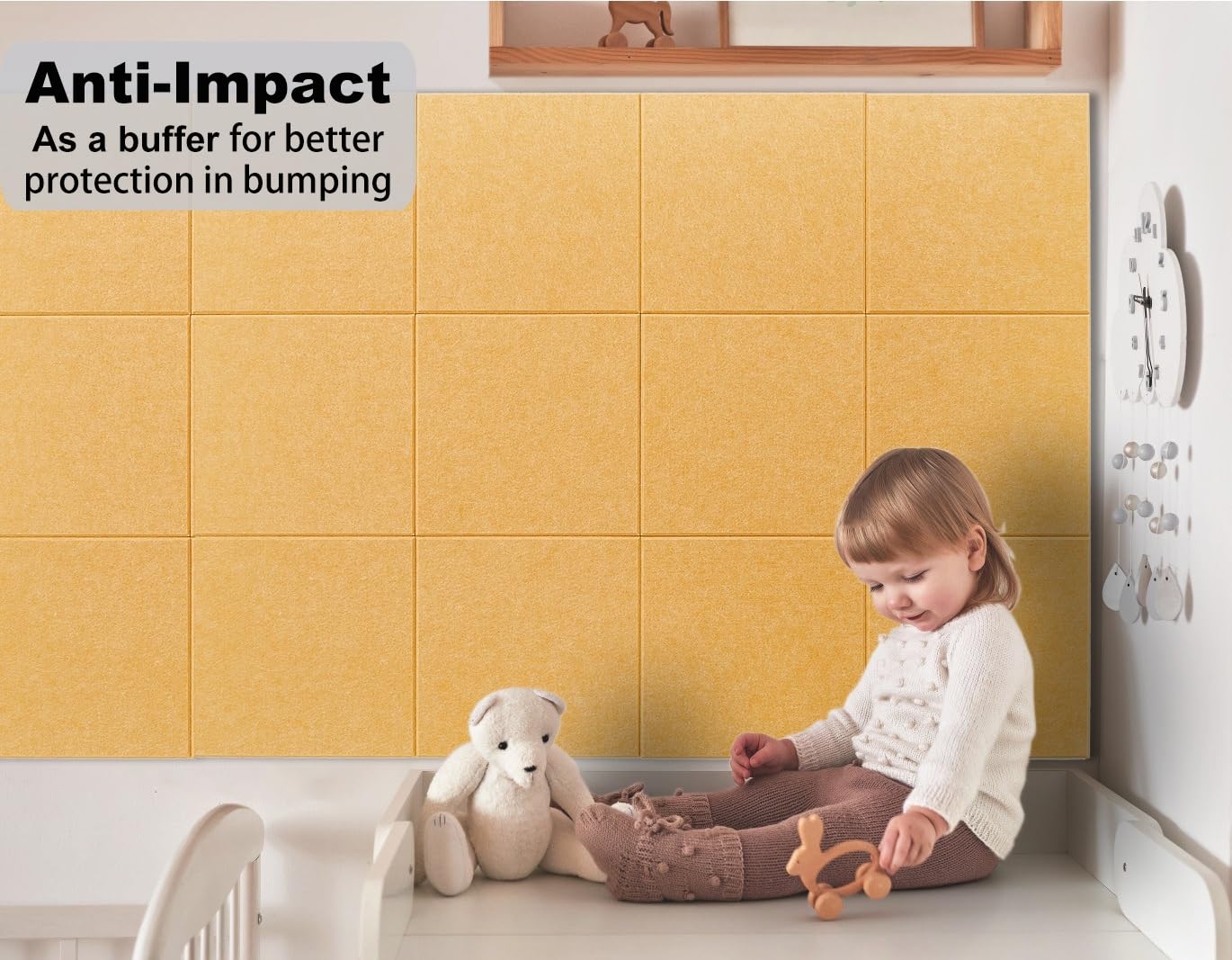 G Gamit Felt Wall Tiles Bulletin Board Large Cork Board Alternative 6 Pack 11.81”x11.81”x0.47” Felt Pin Board Tack Board with Safe Removable Adhesive Tabs for Home Office School 36x24 (Bright Tan)