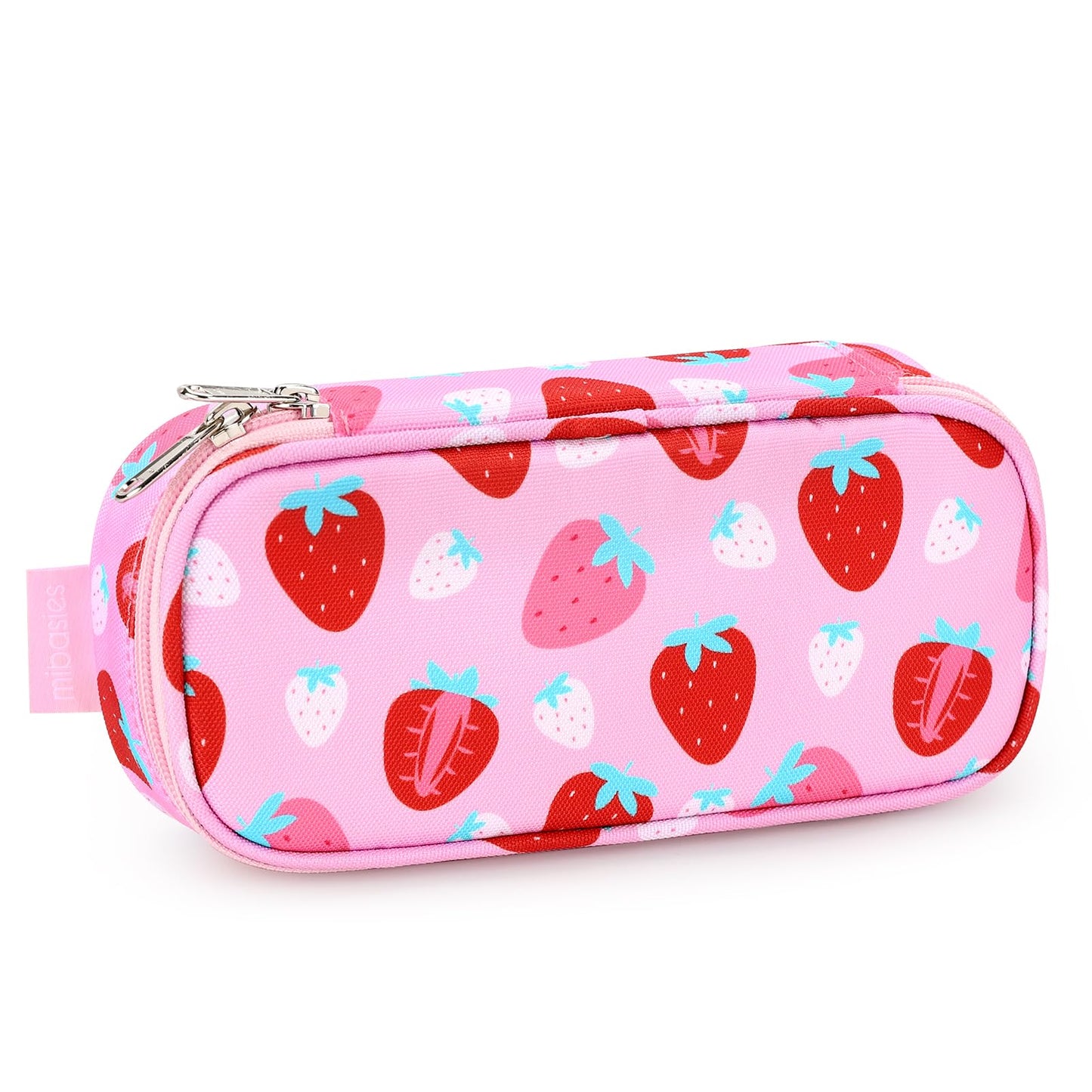 mibasies Girls Pencil Case for Kids, Multi-Slot Pencil Pouch, Assorted Strawberry Red