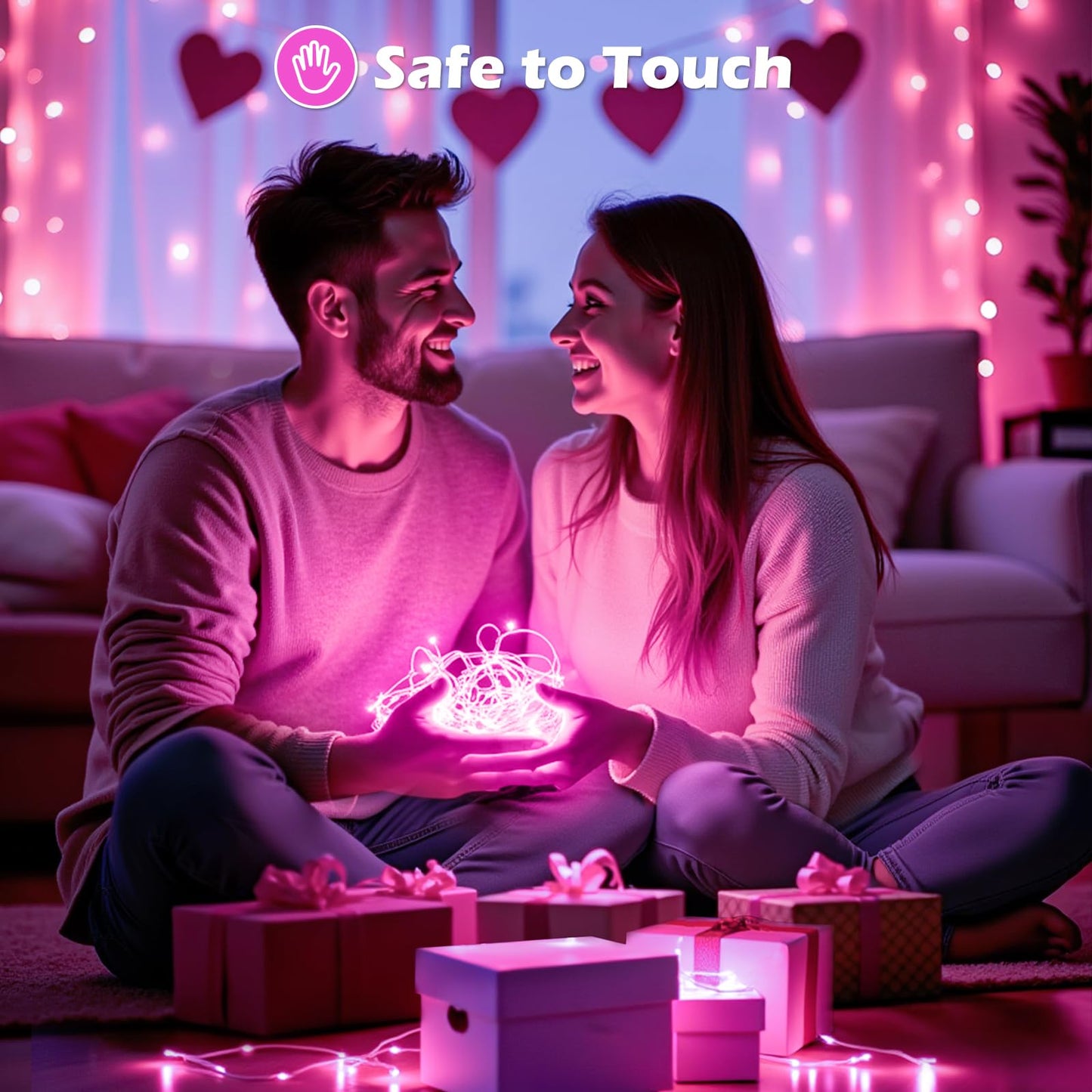 Minetom Fairy Lights, 20 LED Battery Operated String Lights, 7 FT Silver Wire, 5 Pack, Pink, Model b410b0ea-5d3b-4b