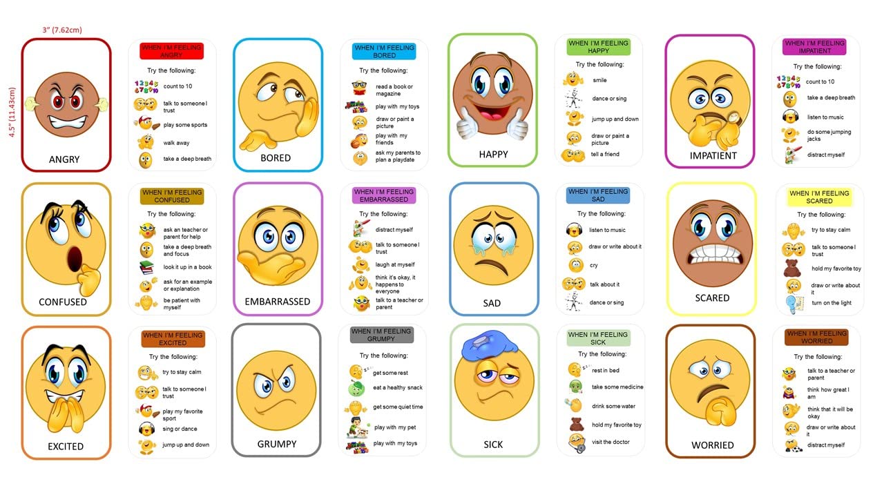 Thought-Spot Emotions Canvas Activity Set | Social Learning Game for Kids | Make Faces to Understand Feelings | 2 Canvases, 12 Double-Sided Emotion Cards with Coping Strategies, 55 Facial Pieces