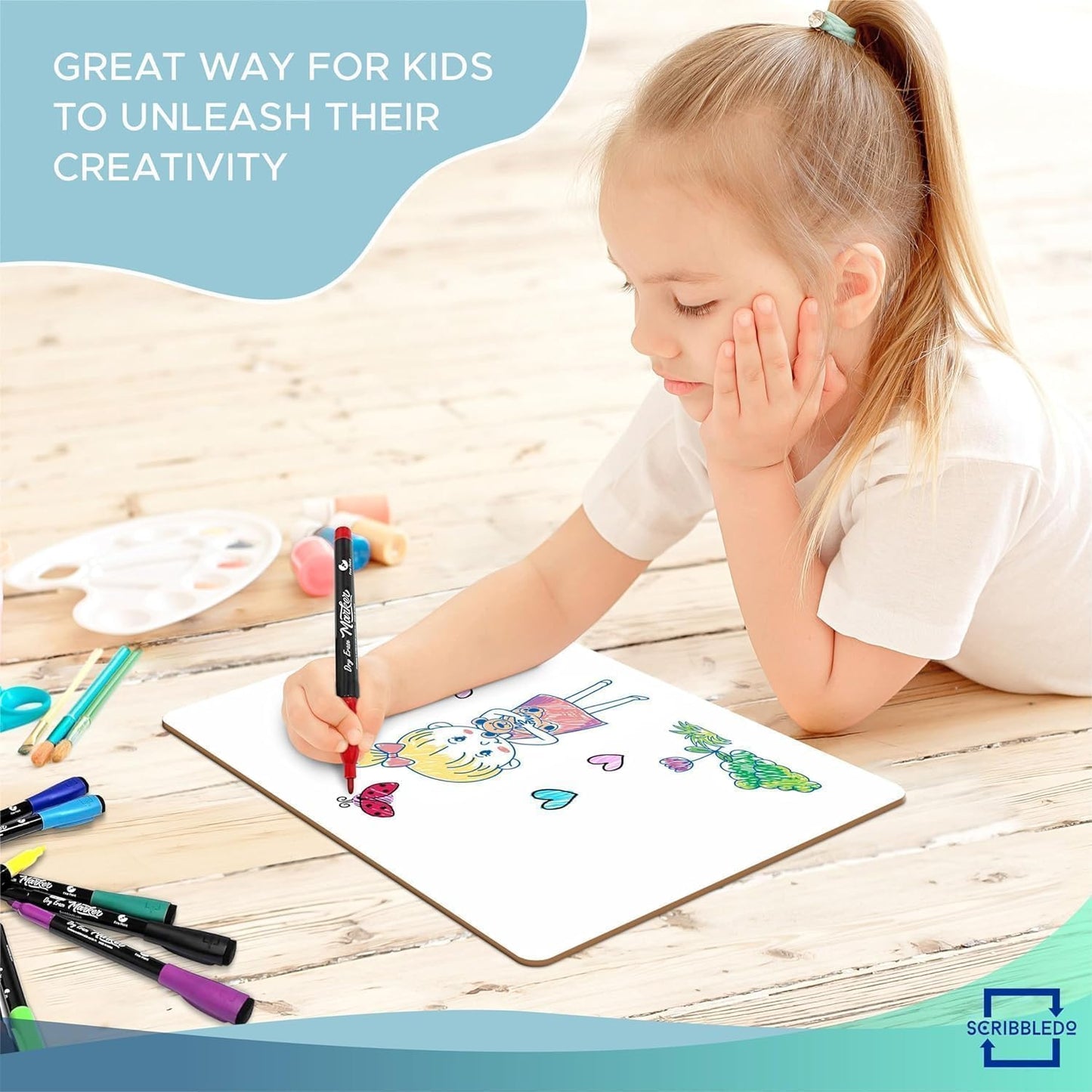 Scribbledo 24 Pack Small Dry Erase Boards for Students, Mini White Boards 9 x 12 Double Sided, Classroom Whiteboards for Kids, School, Teachers Student Lapboards with 24 Erasers