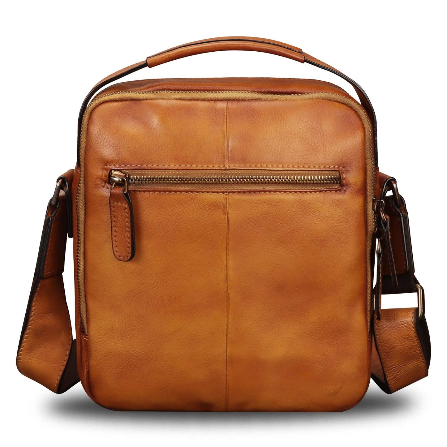 IVTG Genuine Leather Messenger Bag for Men Small Purse Crossbody Shoulder Bags Satchel for Work Business (Brown)