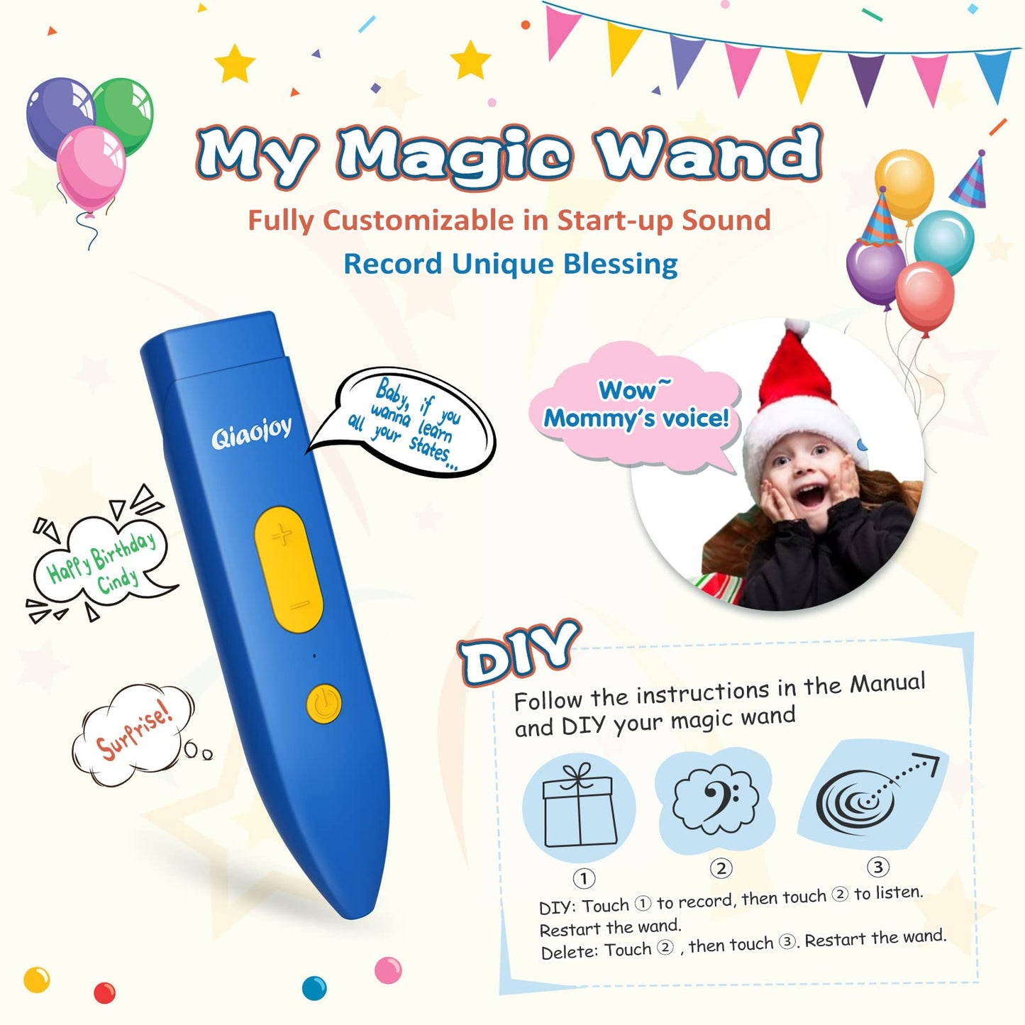 Qiaojoy Bilingual Interactive for Kids Talking USA Map for Kids Learning, Geography Toys Games Educational Electronic Map Christmas Personalized Gift/Toys for 4 5 6 7 8 9 10 Year Old Girls/Boys
