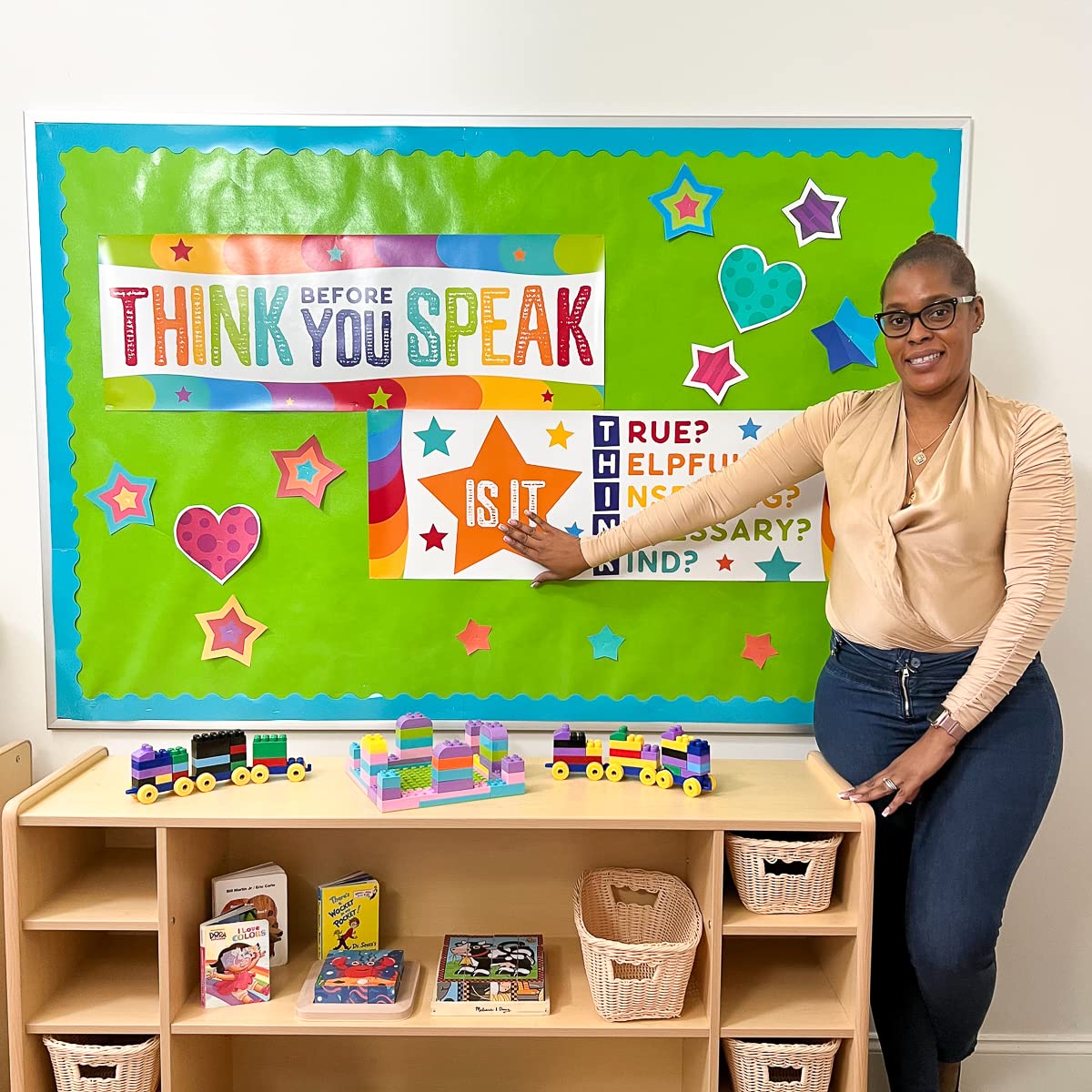 Sproutbrite 2 Pack 13.5"x39" Large Posters for Classroom - Banner and Poster for Teachers - Mindfulness Posters for Classroom and Wall Decor for Pre School, Elementary and Middle School - Promotes Positive Communication