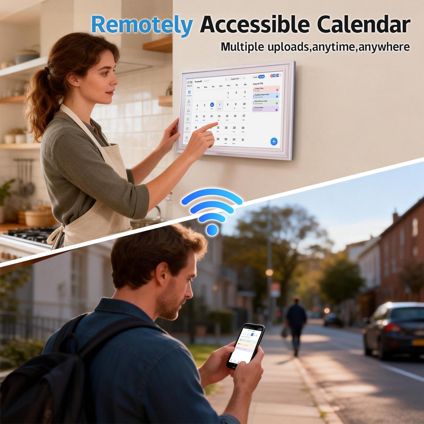 15.6 Inch IPS Touch Screen Smart Digital Calendar, HD Family Wall Desk Planner with Chore Chart, Meal Planner & Reward System, Free 64GB Card, Ideal Gift for Family, Parents, Kids