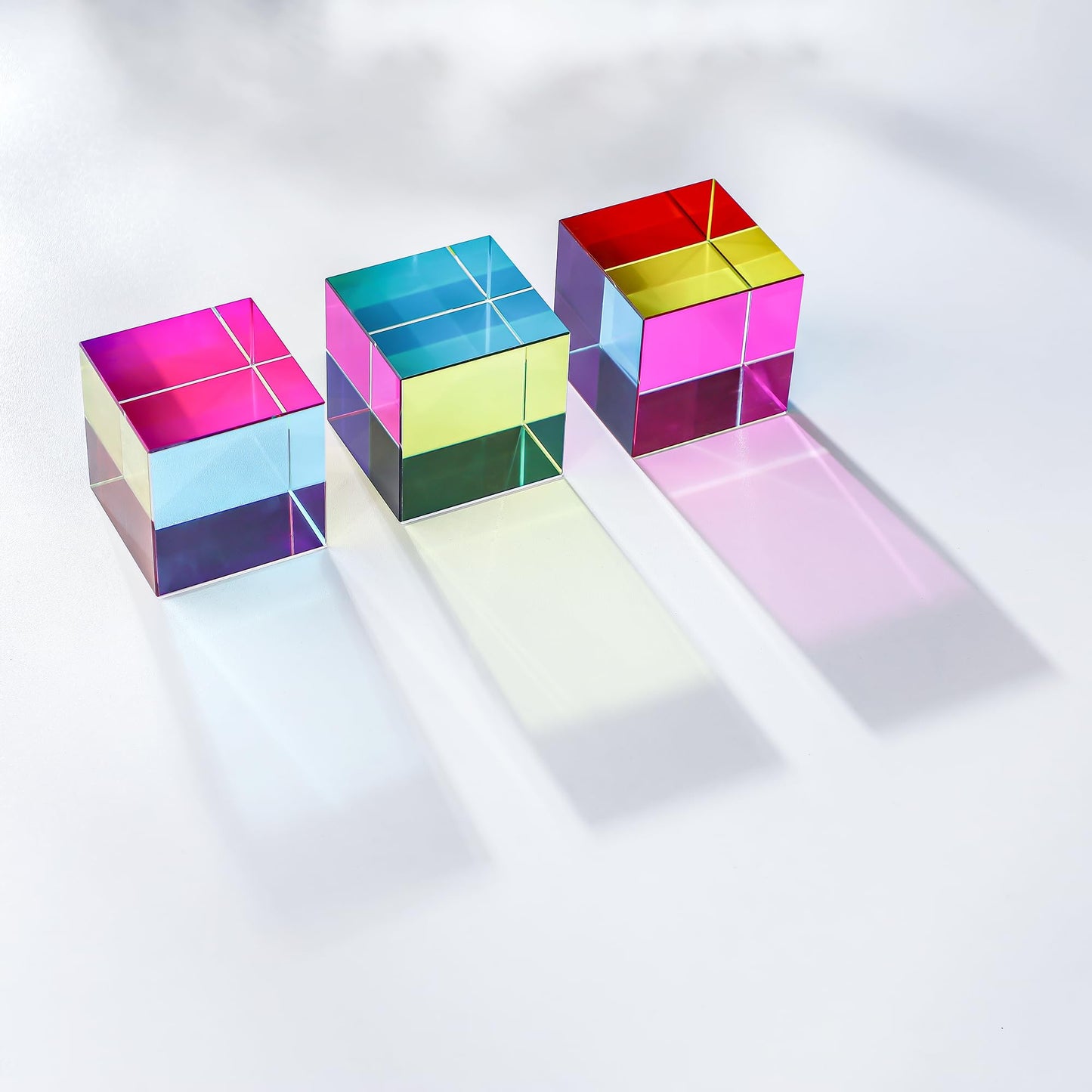 QFkris 4 Pack K9 Optical Crystal Photography Prism Set and Glass Mixing Color Cube Bundle