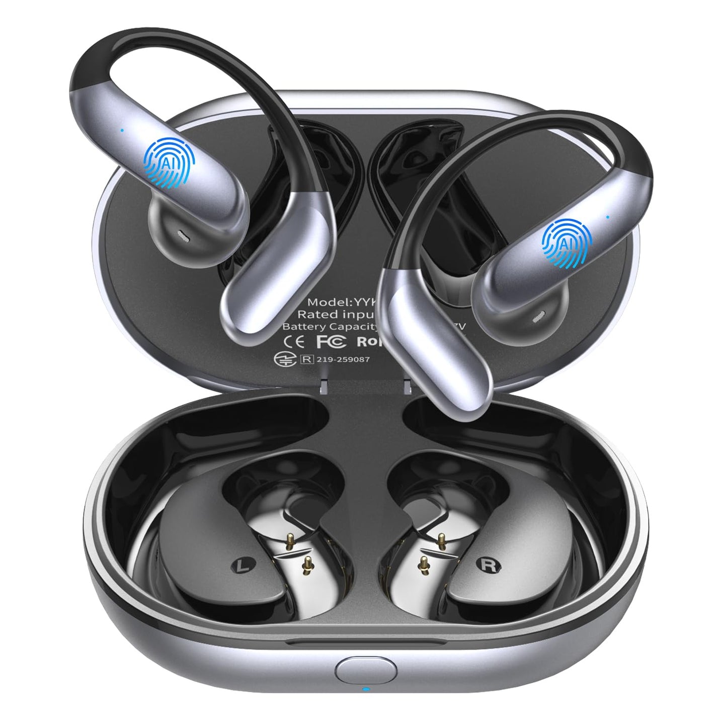 Ai Translation Earbuds, 198+ Languages Two-Way Translator Headphones Real Time, Audifonos Traductores Inglés Español, 4-in-1 Language Translation Earbuds for Travel, Business & Learning - Silver Black