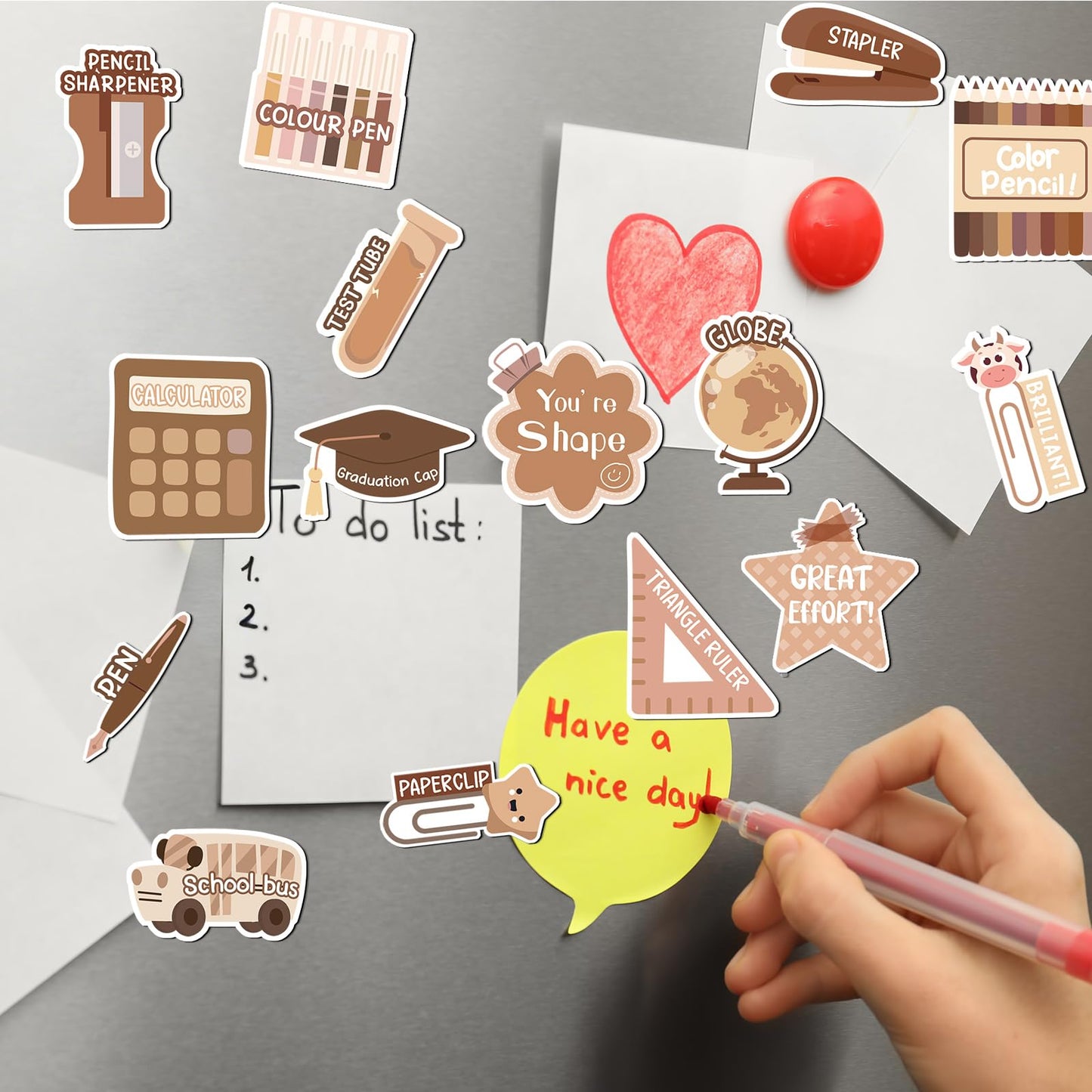 Saysurey 65 Pcs Boho Brown You Will Need Management Magnets Set, Boho Educational Style Magnets for Whiteboard Organization, Back to Work Teaching Tool Supplies, Elementary Whiteboard Decor