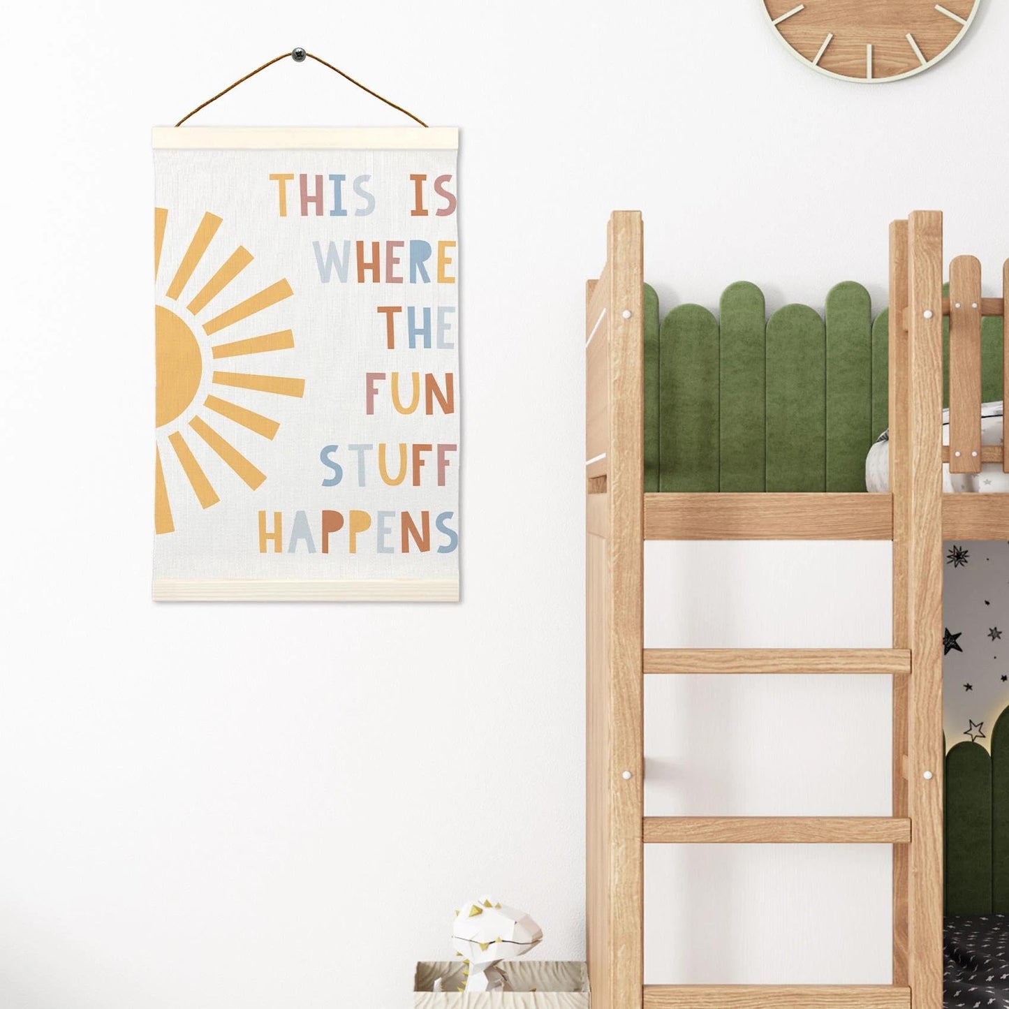 LKETW Boho Classroom Poster Hanger Frame 12x16 Inch, Inspirational Wall Art Posters for Classroom, Boho Sunshine This Is Where the Fun Stuff Happens Hanging Banner Decor for Kids Room Bedroom Playroom