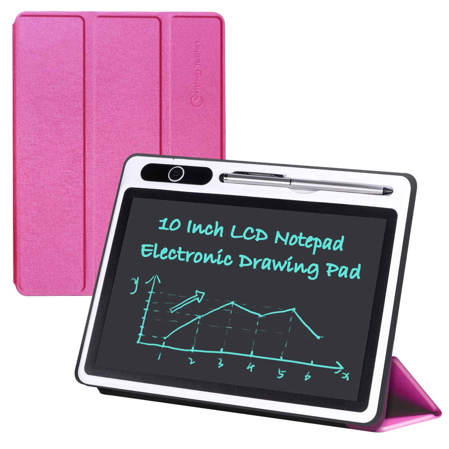 LCD Writing Tablet 10 inch Electronic Handwriting Pad Doodle Board with Leather Protective Case Christmas Birthday Gifts for Adults at Home Business Office(Pink)