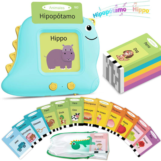 Alotwan Bilingual Talking Flash Cards Spanish/English, Learning Sensory Toys for Autistic Children, 224 Sight Words Español Speech Therapy Kids Toys Beginner, Birthday Gift for Little Boys and Girls
