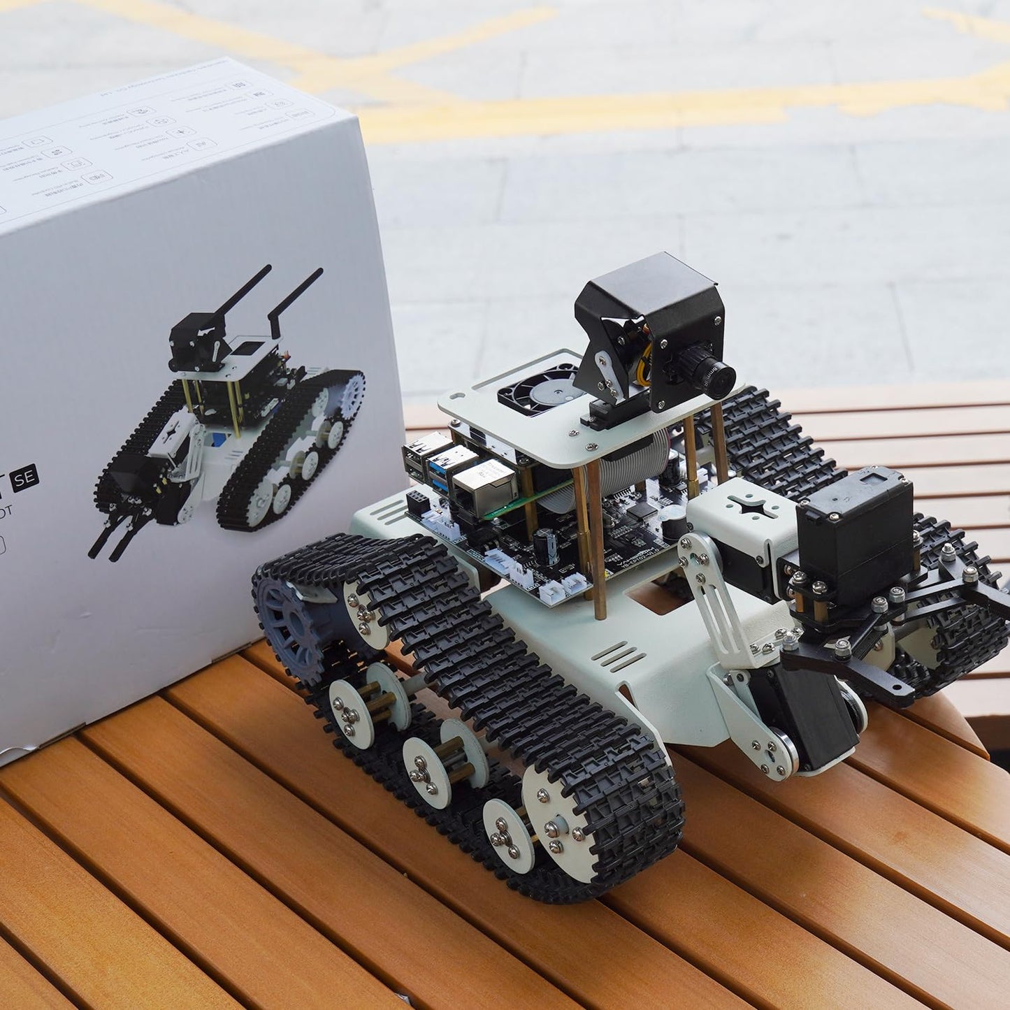 Yahboom DIY Programmable Project ROS Starter Tank Chassis Robot with AI Camera for Jetson Nano B01 Recognition Tracking OpenCV MediaPipe (Transbot-SE Without Nano)