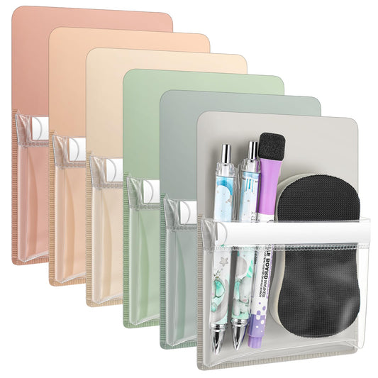 Sherr 6 Pcs 6 Pcs Magnetic Pockets Pen Marker Holders for Classroom Whiteboard 4.7 x 6.5 Magnetic Clear File for Fridge Locker Dry Erase Marker Storage Teacher Supplies (4.7 x 6.5 in,Light Colors)