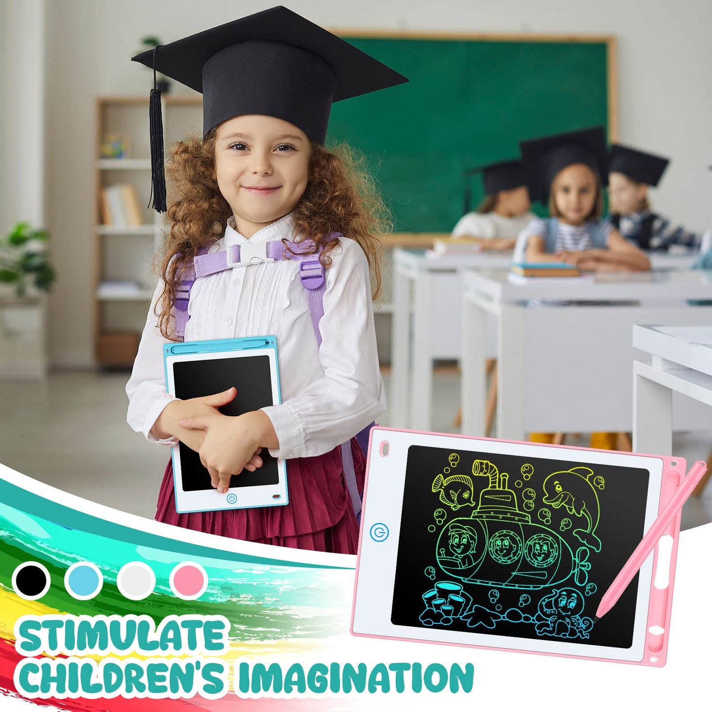 Zhehao 20 Pack LCD Writing Tablet for Kids: 8.5 Inch Colorful Drawing Doodle Boards - Reusable Erasable Doodle Board Educational Learning Toys Gifts for Toddlers Ages 3-8 Party Favors(Pastel,Classic)