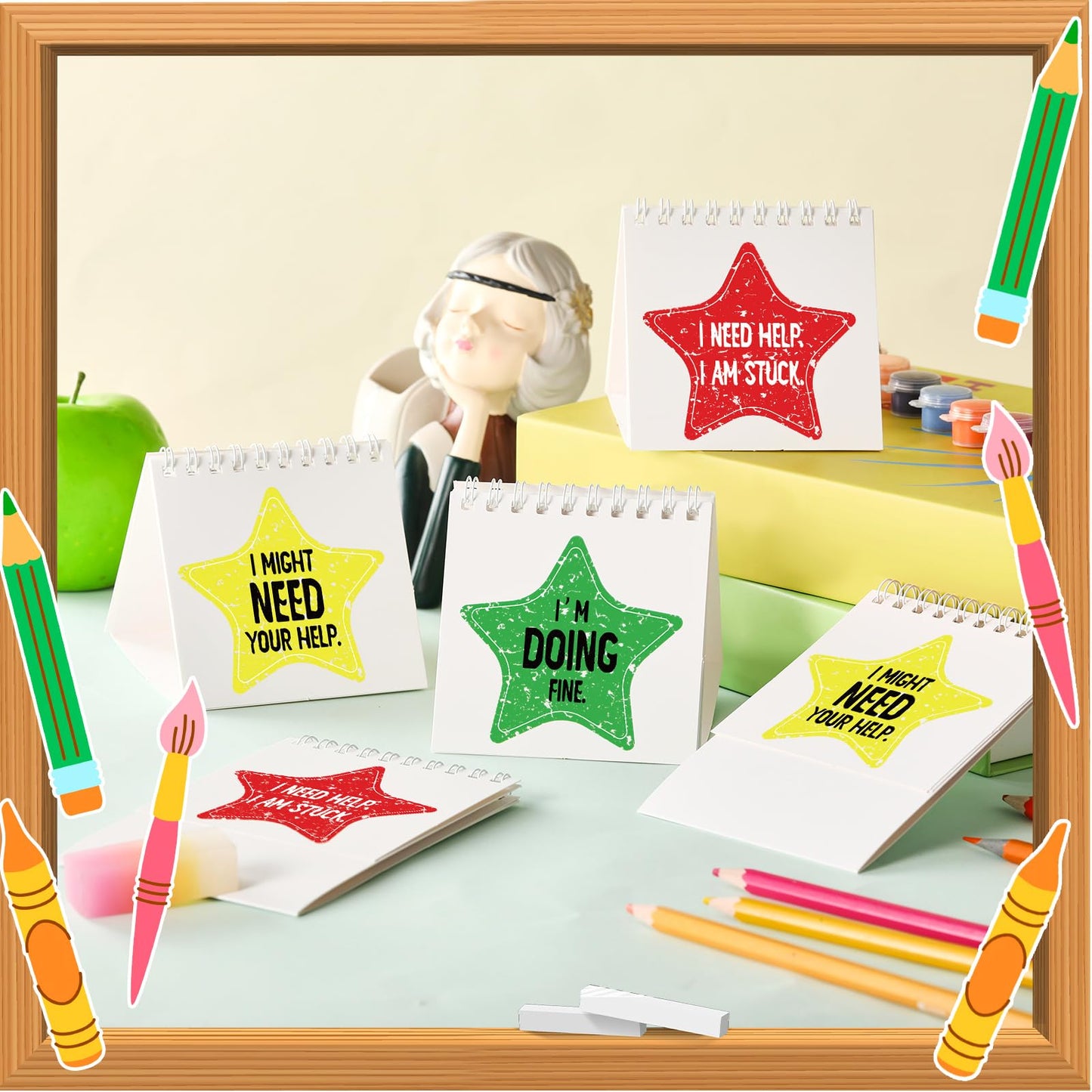 Chivertion 36 Pcs I Need Help Mini Flip Charts Star Classroom Management Need Tools Behavior Self Assessment Cards for Teachers School Educational and Learning Activities Supplies(Classic Style)