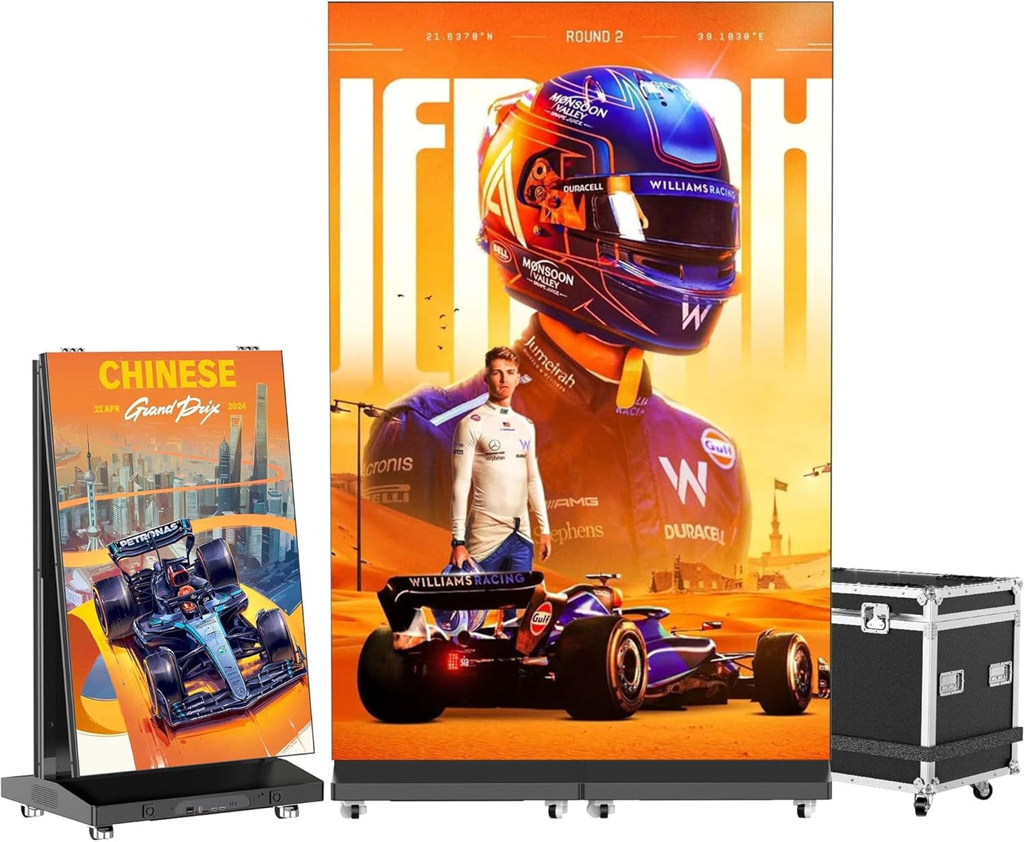 80 Inch LED Digital Signage Display, Foldable Seamless Stitching Kiosk, P1.86 GOB LED Screen Poster with Flight Case, Commercial Advertising Display for Events, Rentals and Weddings (Black, 2 Unit)