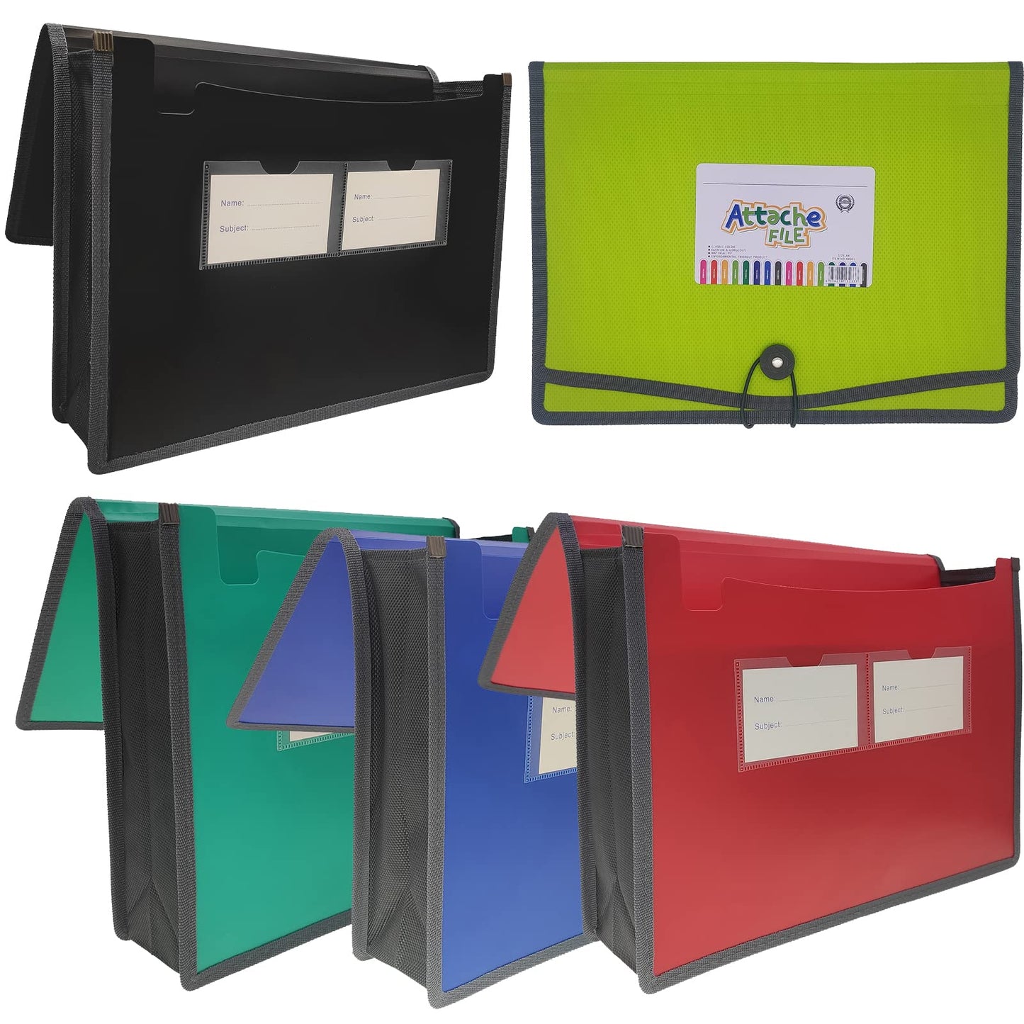 Premium Quality Plastic Expanding File Folder Document Organizer, 3.5" Expansion, A4 Letter Size for Home School Office Organization, 5 Pack