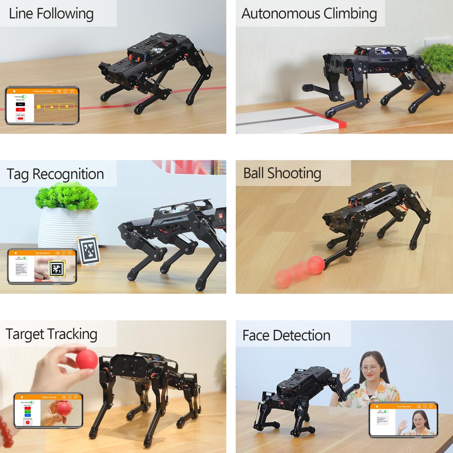 ROS2 Robot Dog for RaspberryPi ChatGPT Large AI Models Embodied Intelligence Programmable Robotic Dog Lidar SLAM Mapping AI Vision Voice Scene Understanding Quadruped Bionic Robot Kit, with RPi 5 8GB