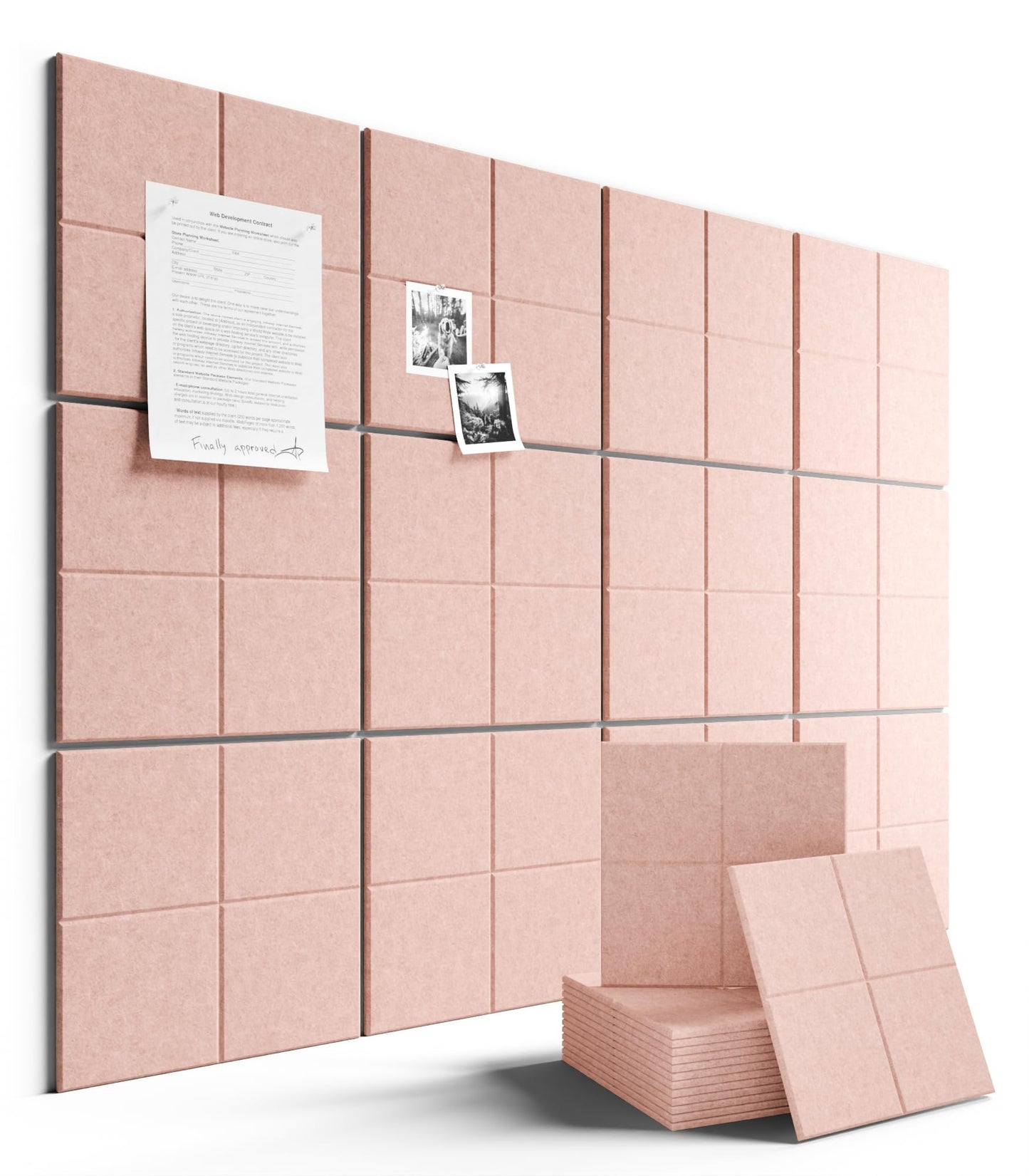 Fluxynara Large Felt Bulletin Board 48" x 36" Cork Board Alternative-12 Pack with 70 Safe Removable Adhesive Tabs, Cork Boards for Walls Cork Board for Home Office Classroom Pin Board-Pink