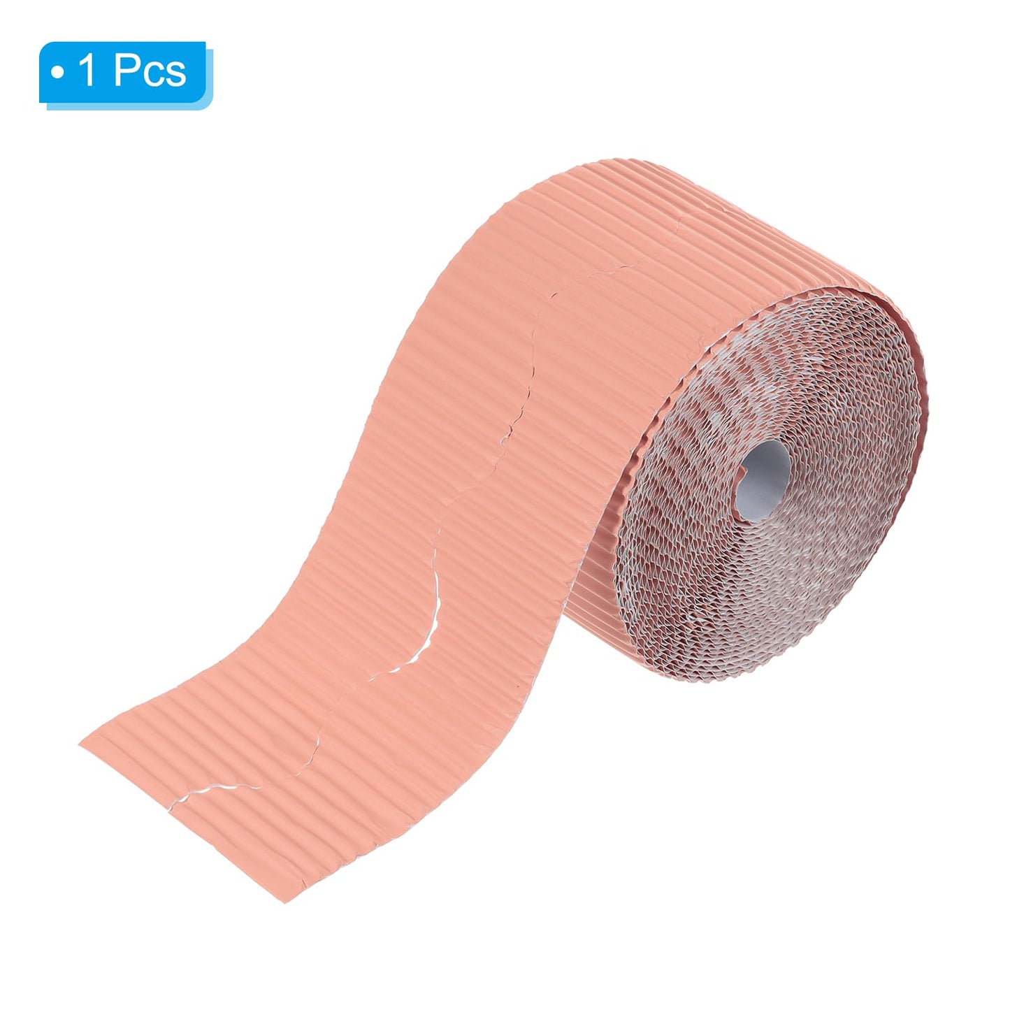 PATIKIL 3.9inch x 49.2ft Bulletin Board Border, Scalloped Trim Paper Corrugated Paper for Locker Classroom Decor Black White Cork Poster Boards, Pink