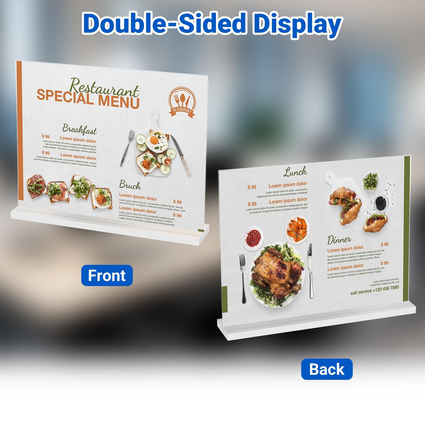 6 Pack Acrylic Sign Holder 11 x 8.5 Horizontal, Double-Sided Clear Sign Holder Plastic Stands for Display, T Shape Acrylic Table Sign Stands for Office Store Restaurants Wedding Party Decoration