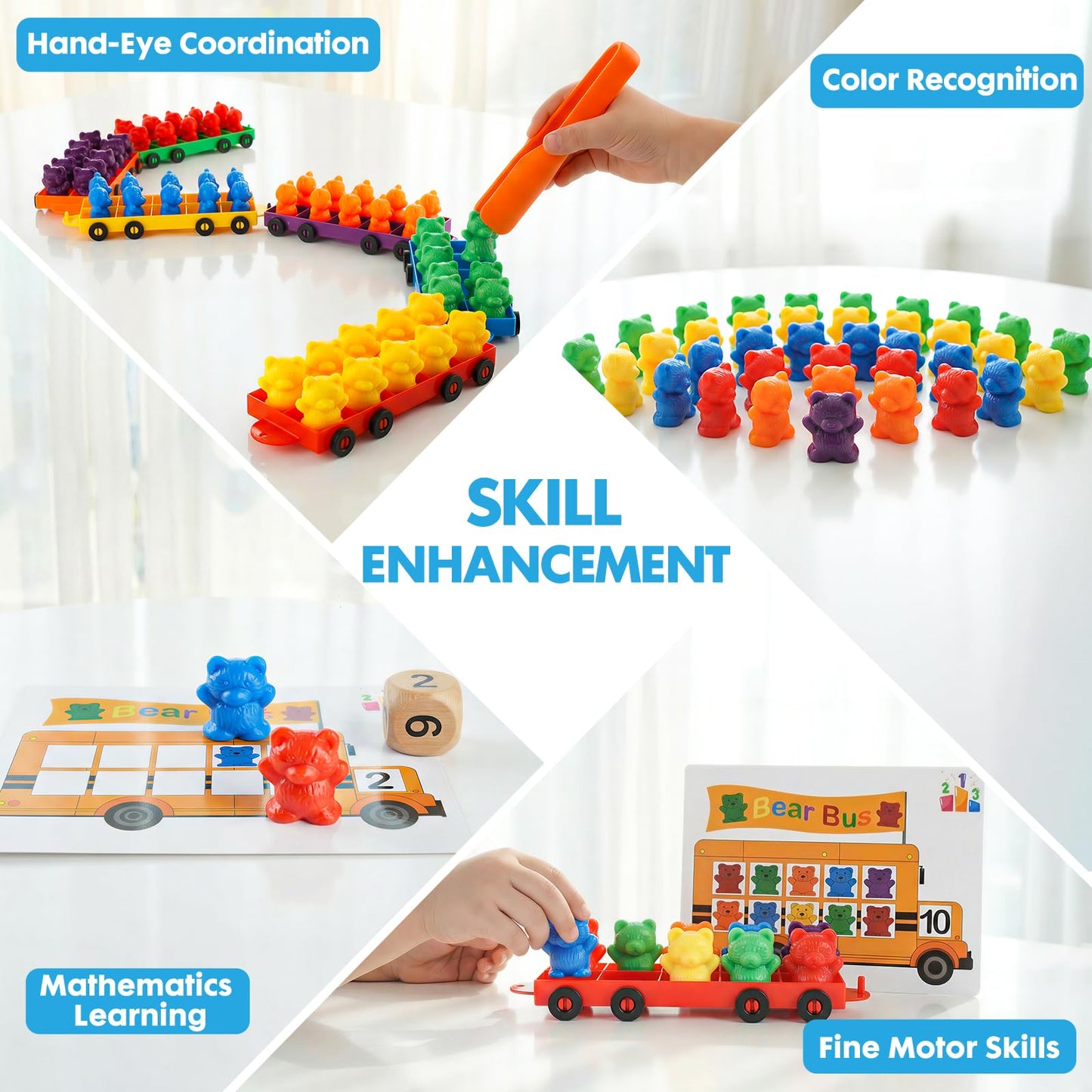 Bmag Counting Bears with Matching Trains, Preschool Learning Toys Color Recognition and Math Learning Games, STEM Educational Toy Gift for Kids Age 3 4 5 Year Old Boys Girls