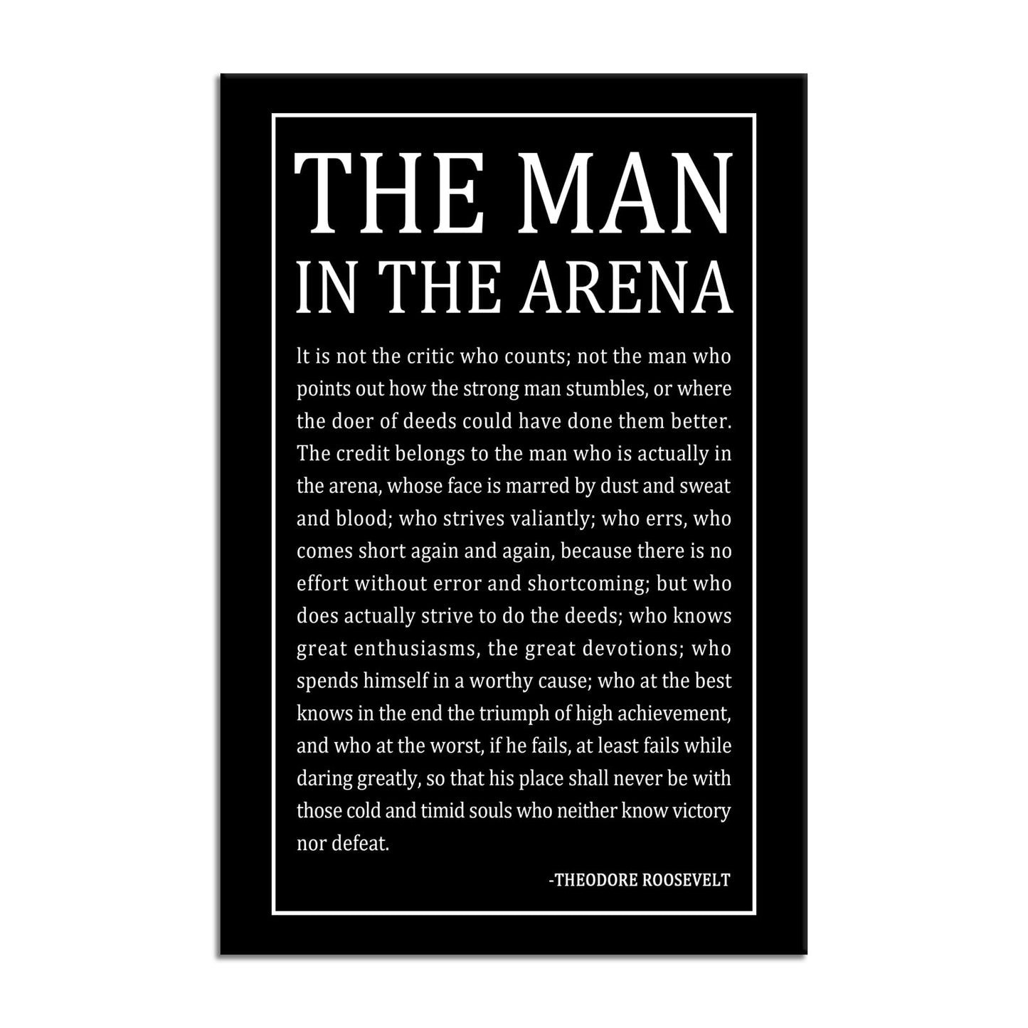 Motivational Wall Art Inspirational The Man In The Arena Quotes Poster Inspiring Canvas Prints Artwork for Office Living Room Modern Home Decor Painting Pictures Stretched and Framed [12''Wx 18''H]