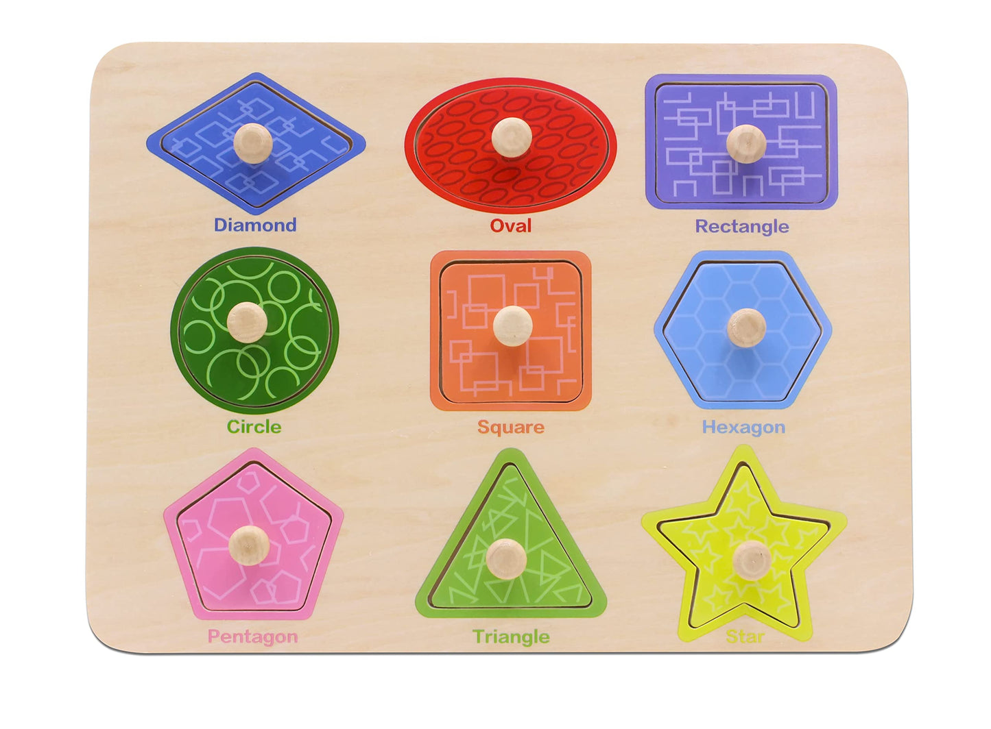 Aile Toddler Wooden Preschool Learning Shape Peg Puzzle Board Toys
