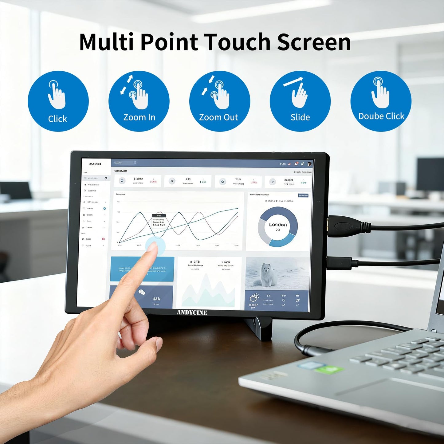 ANDYCINE N10 10.1inch 1920x1200 Touchscreen HDMI Monitor with Build-in Speakers 75mm Vesa, H/V Rotation Mirror Function Support HDCP Teleprompter Monitor Compatible for for Laptop,PC,Game Consoles