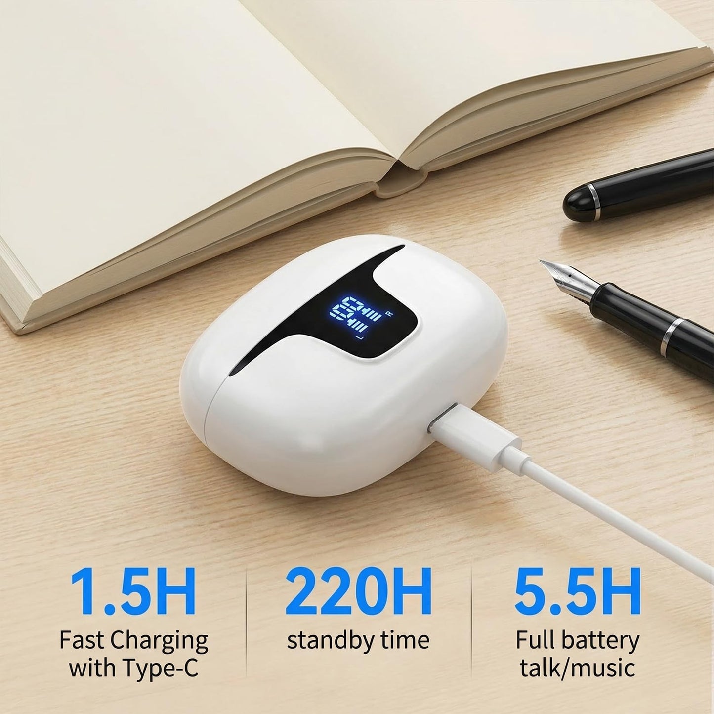 Oziral Real-Time Translation Earbuds: AI Translator with 150+ Languages, Offline Mode & Bluetooth 5.3, Supports Speaker Mode, Touch Control, AI Chat & Hi-Fi Music for Travel & Business Use